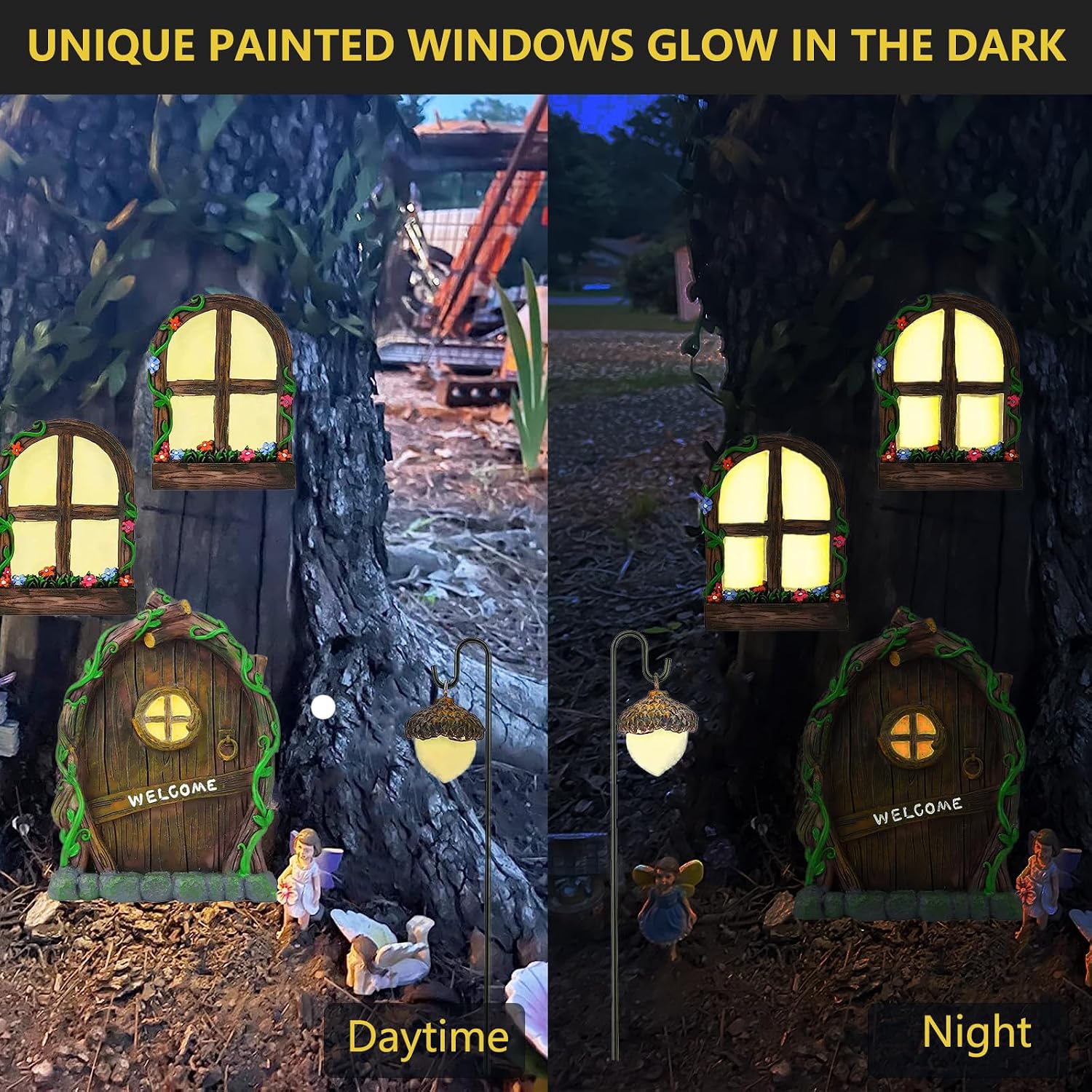 2 Pcs Miniature Fairy Garden Accessories Fairy Door and Windows Bundle image 5