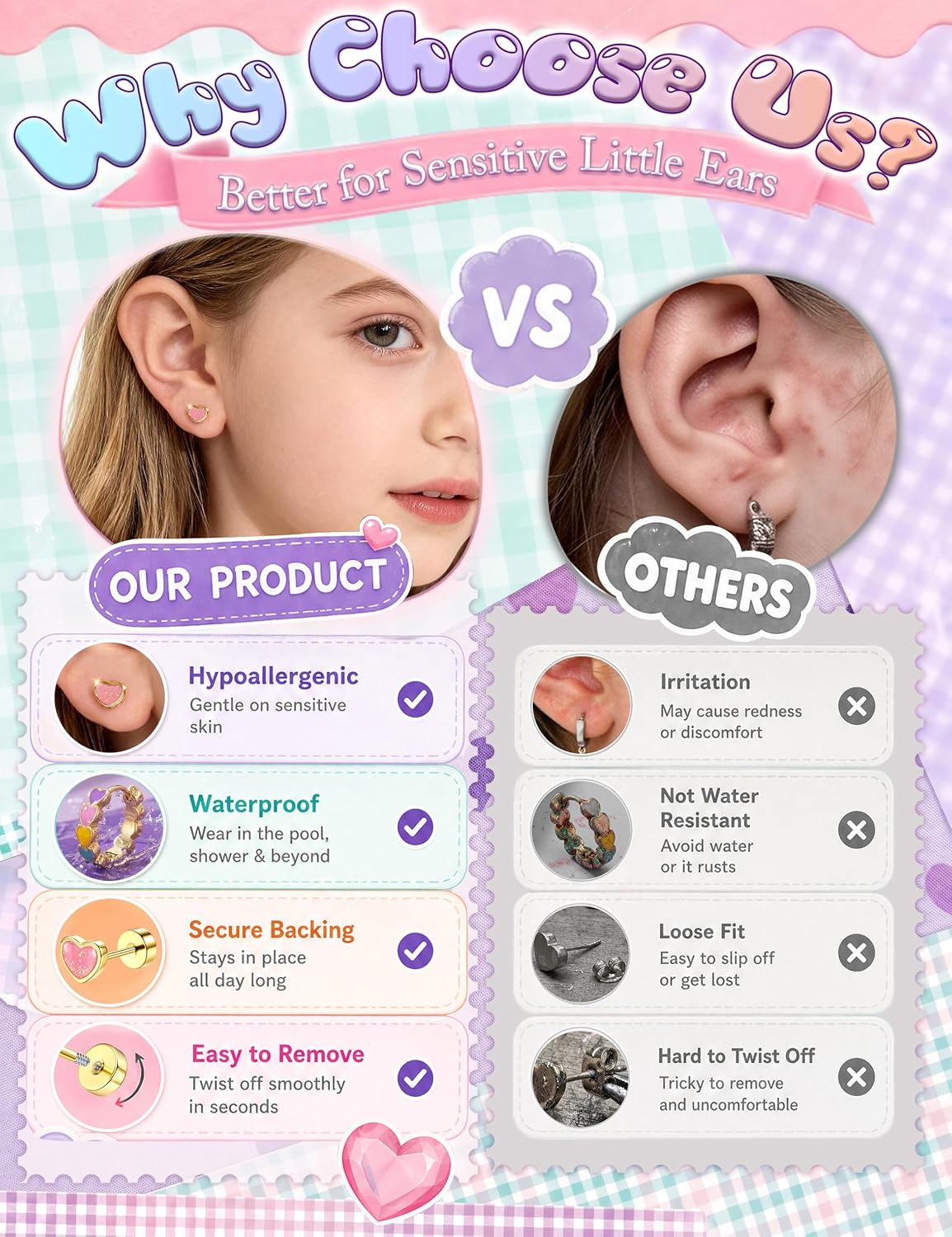 YADOCA 12 Pairs Flat Back Earrings Hypoallergenic Earrings for Girls Women