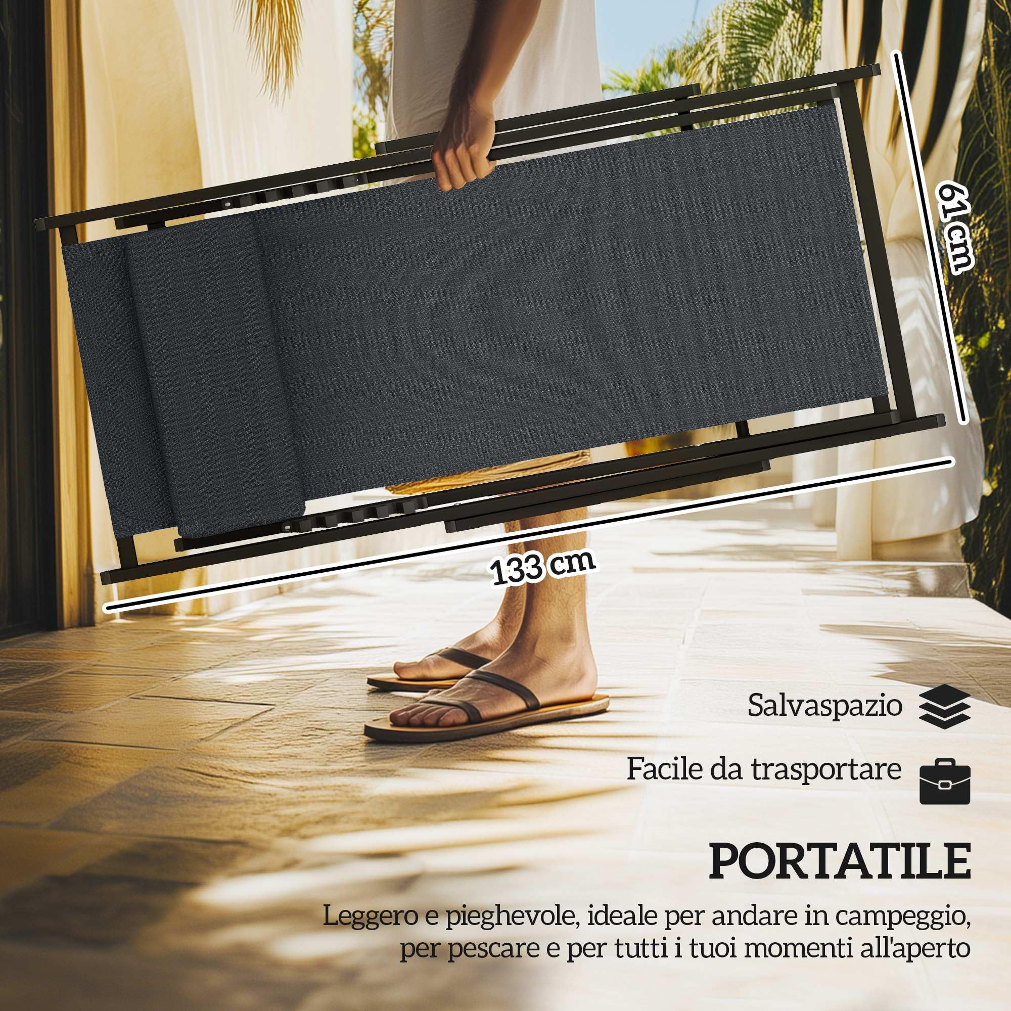 Outsunny Set 2 Sedie Poltrona Sdraio da Esterni, Pieghevoli e Reclinabili, in Alluminio, 100x60x85 cm, Grigio Scuro
