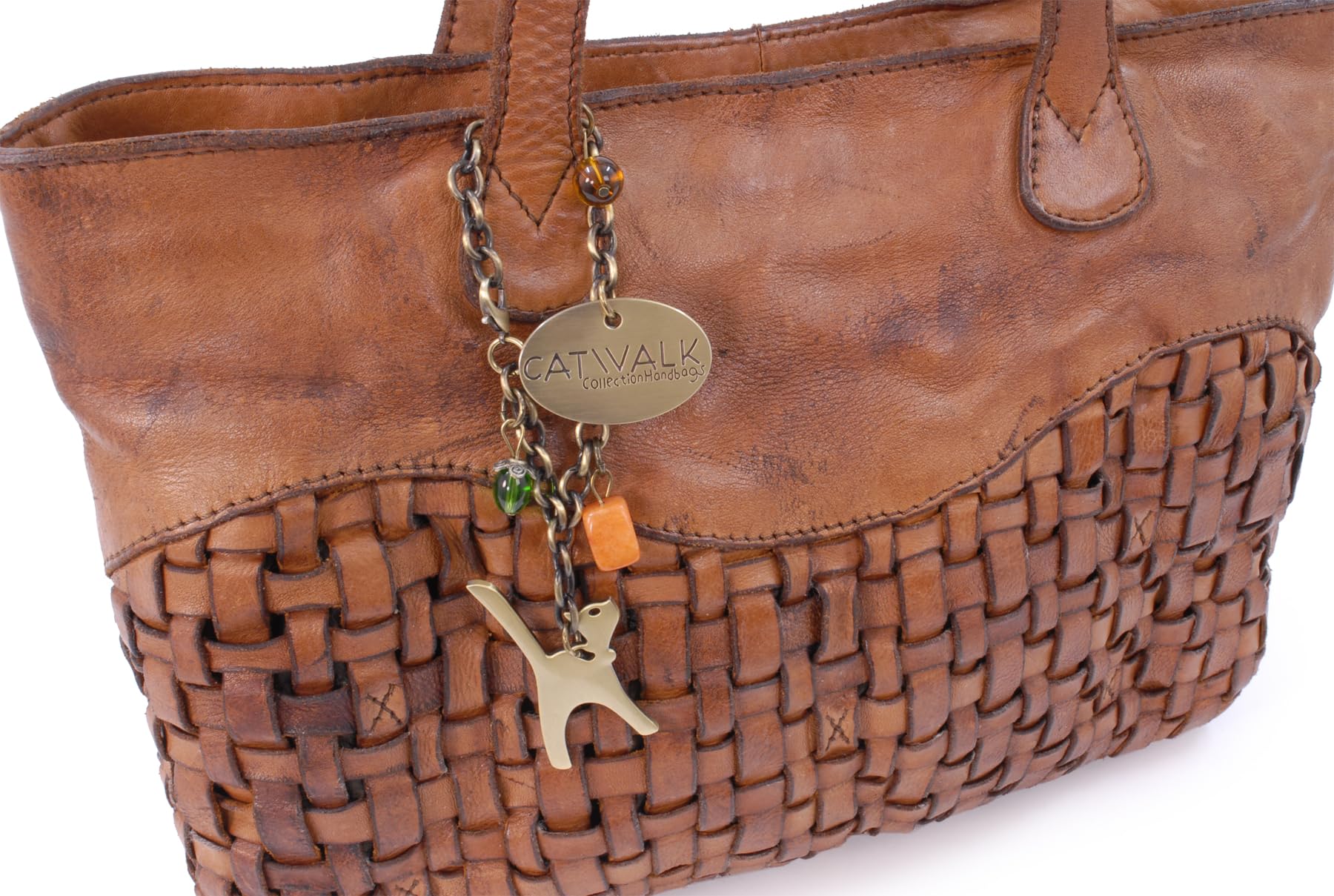 Catwalk Collection Handbags - Borsa a Spalla in Pelle Intrecciata - Tote Bag Media da Donna - Borsa a Mano con Tasche Multiple - Matilda