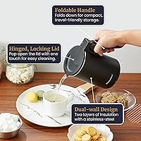 Vista 5 de Elite Gourmet - Hervidor eléctrico de doble voltaje 120-230V, viaje con aislamiento de doble pared de tacto frío, 0.6L, hervidor eléctrico de acero