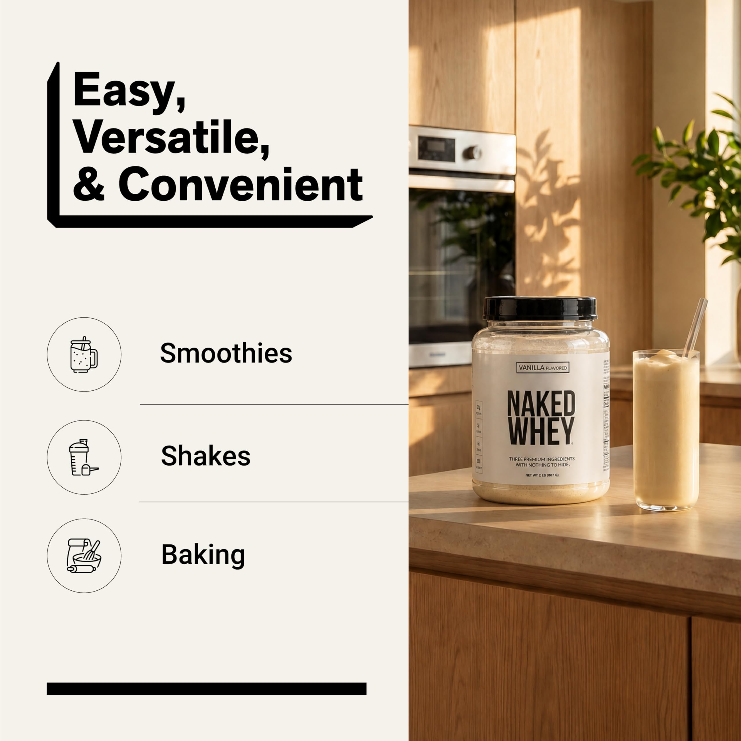 NAKED Whey Vanilla Protein Powder - Only 3 Ingredients - Grass Fed Whey Protein Powder, Vanilla Flavor, and Organic Coconut Sugar, NSF Certified, No GMO, No Soy, and Gluten Free - 24 Servings — Amazon image 7