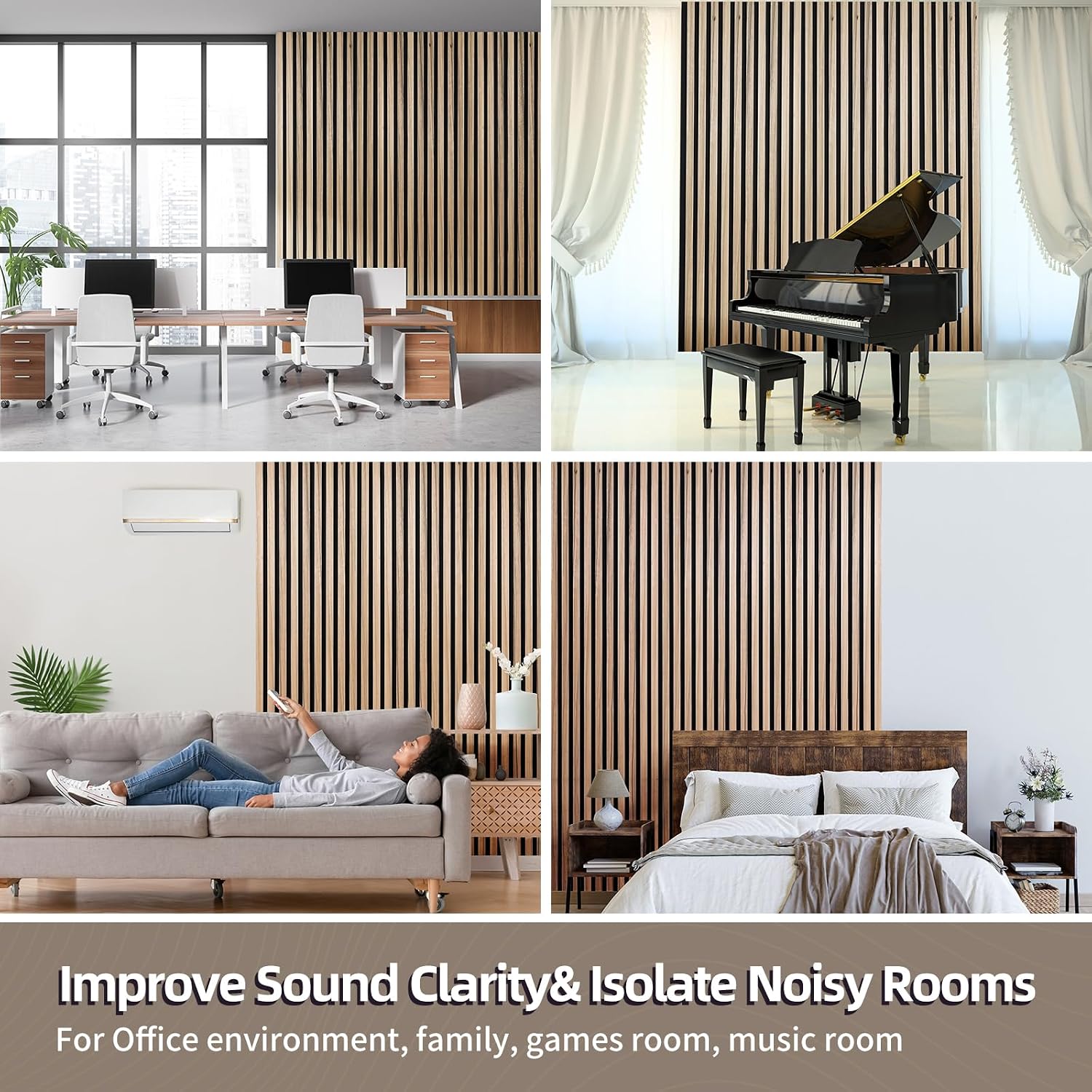 2 Pack Wood Salt Acoustic Wall Panels,47.2” x 15.7” x 0.8” Decorative Wood Panels For Wall and Ceiling,Noise Reduction Soundproof Wood Panels For Home,Office,Meeting Room(African Walnut)