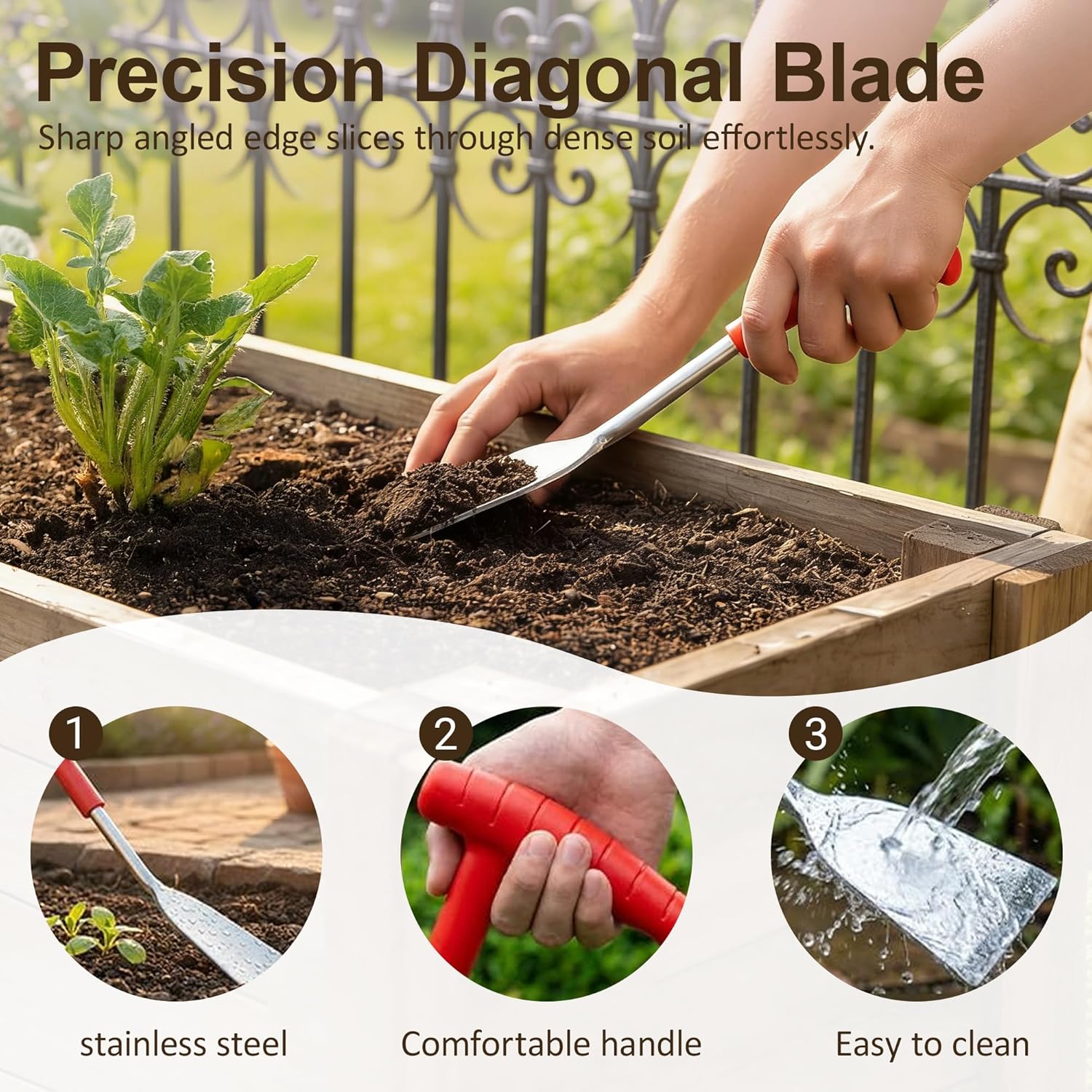 Garden Shovel Garden Hand Trowel, Multifunctional Flat Garden Trowel for Planting, Weeding, Transplanting, Digging, Remove Weeds and Roots, Small Weeding Tool for Gardening Hand Tool (3pcs)