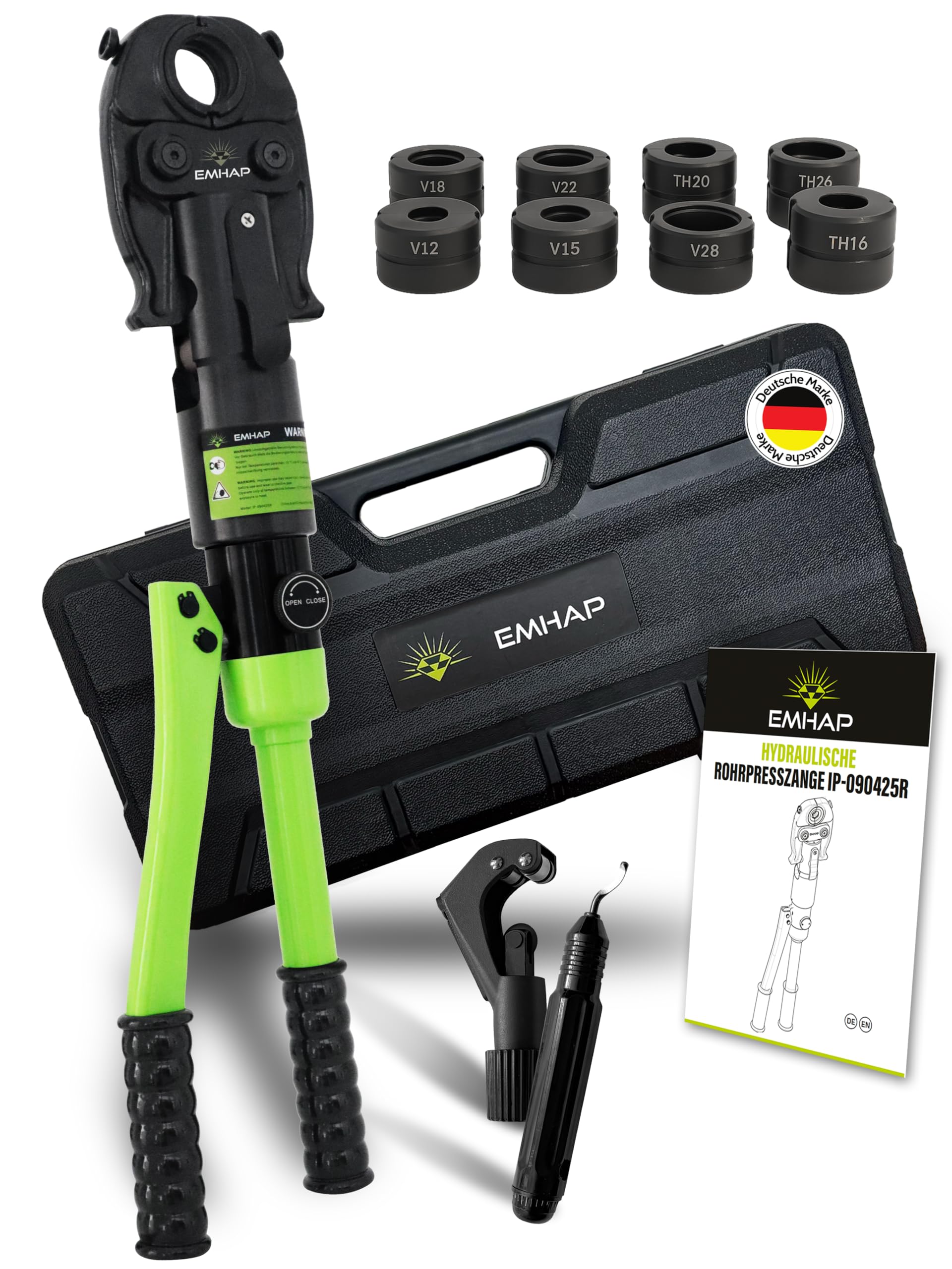 EMHAP Rohrpresszange hydraulisch – Komplett-Set mit TH/V Kontur