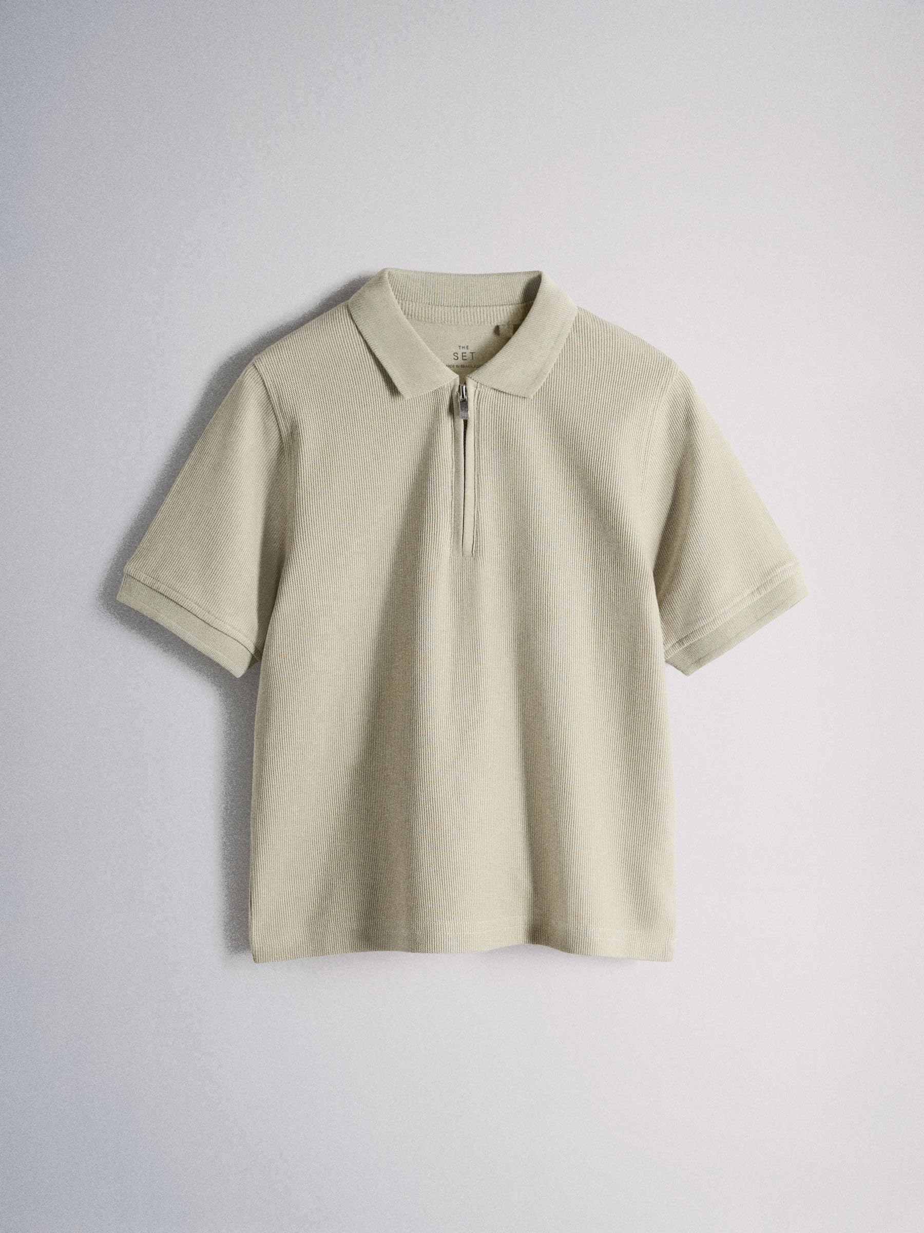 THE SET Garçon Polo à Manches Courtes et col zippé en Jersey texturé, Lot de 4