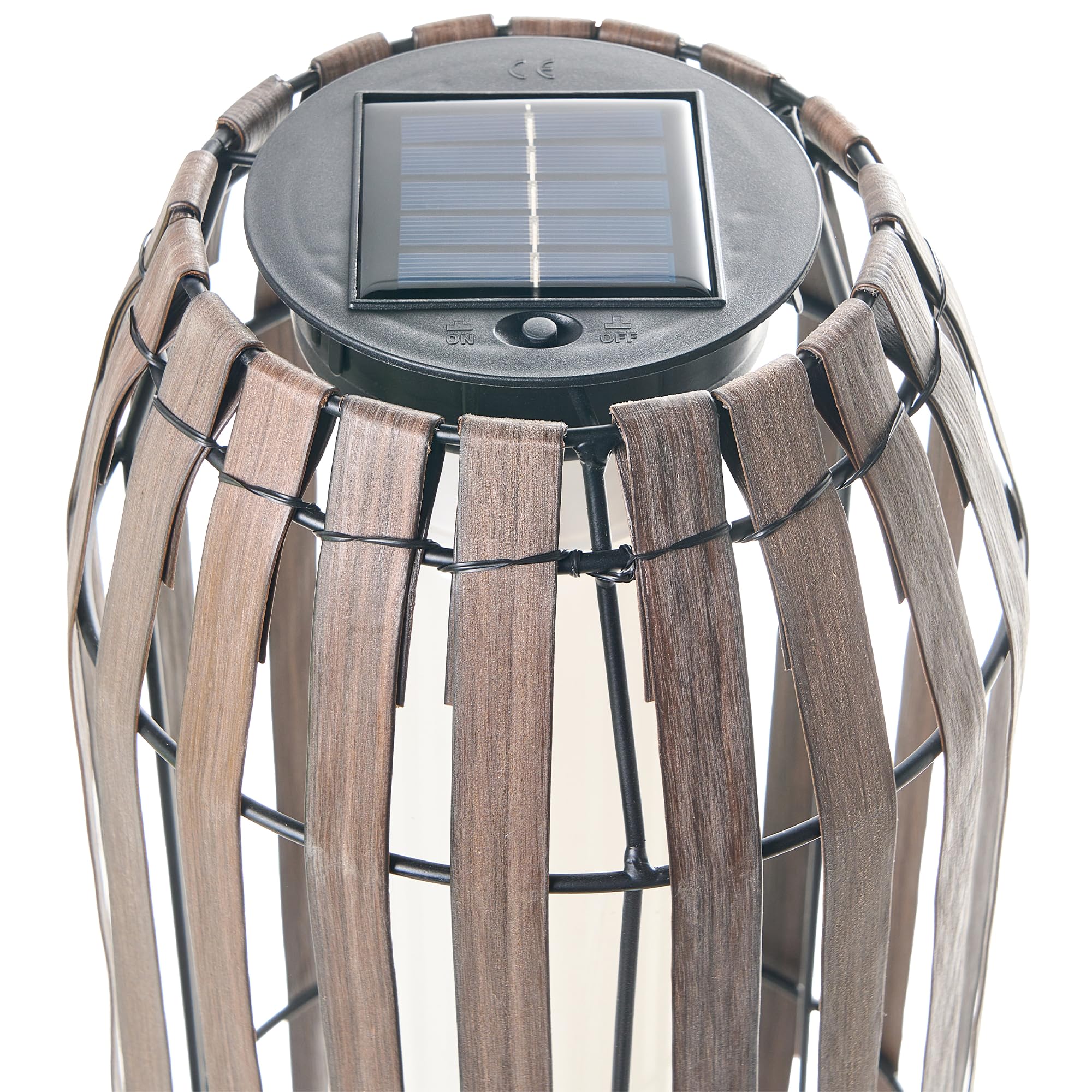 Lampion solarny LED energooszczędny klosz z syntetycznej plecionki ogrodowa dekoracja ciemnobrązowy Muzizi