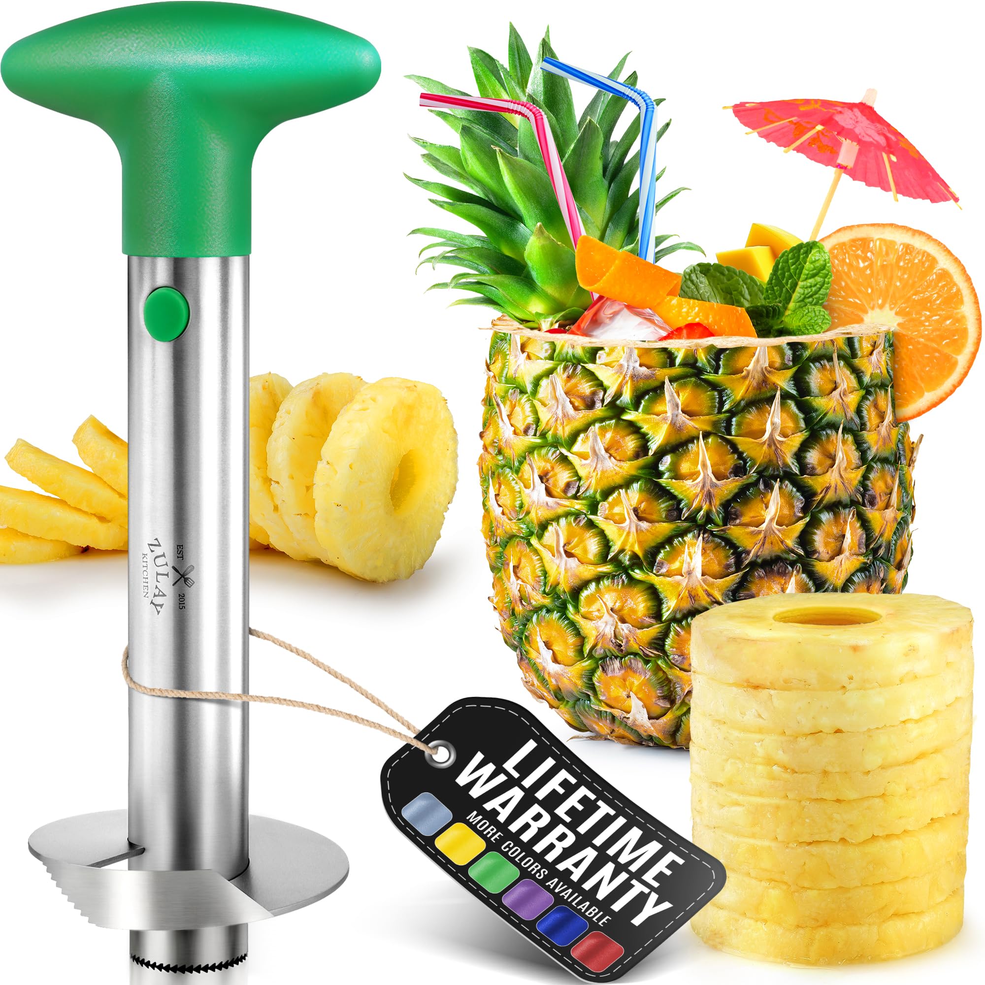 Zulay Kitchen Stainless Steel Pineapple Corer, Slicer &amp; Eye Peeler