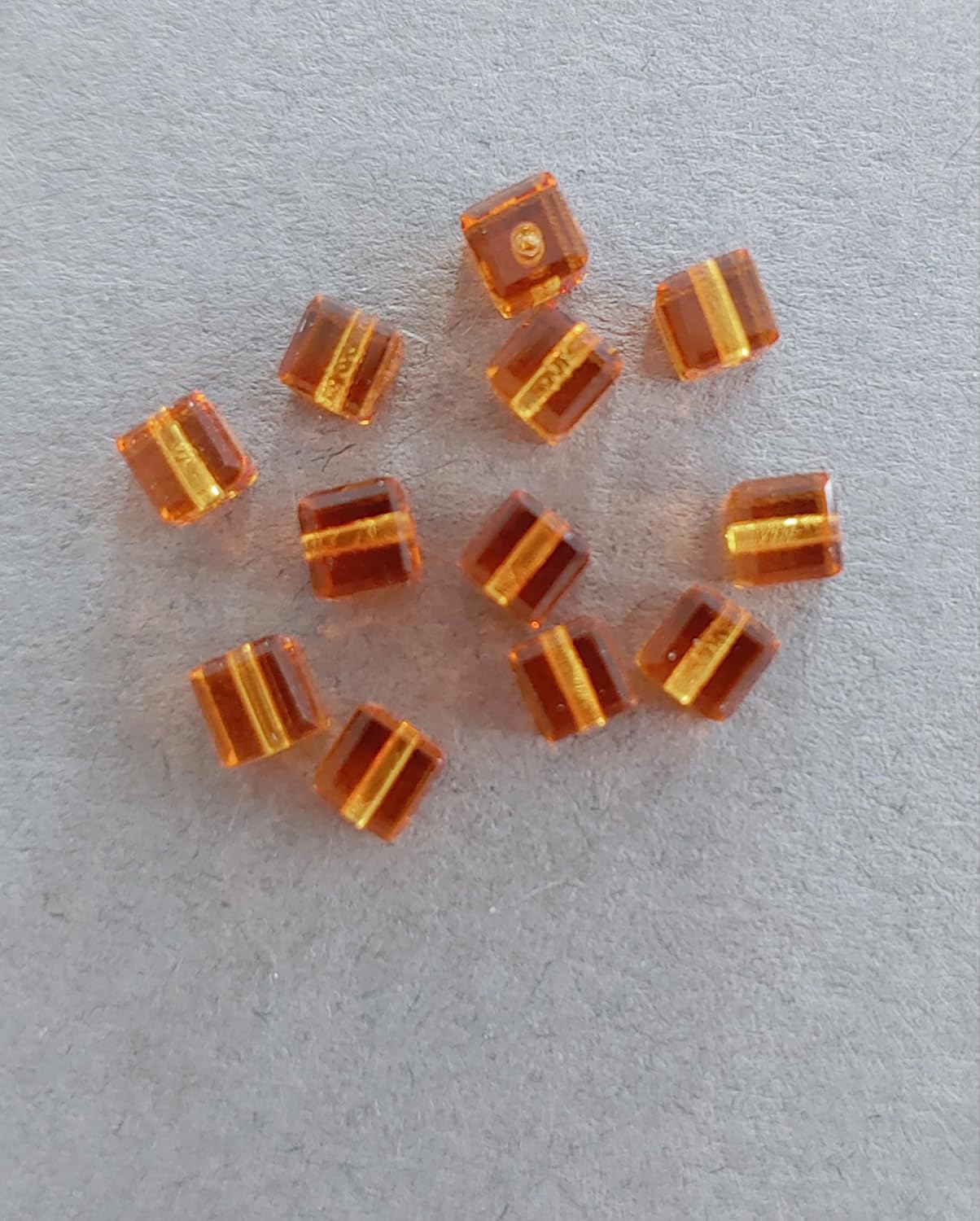 Authentic Vintage #5601 Cube Bead 4mm Topaz Non (Pk 12 Beads). Made in Austria.