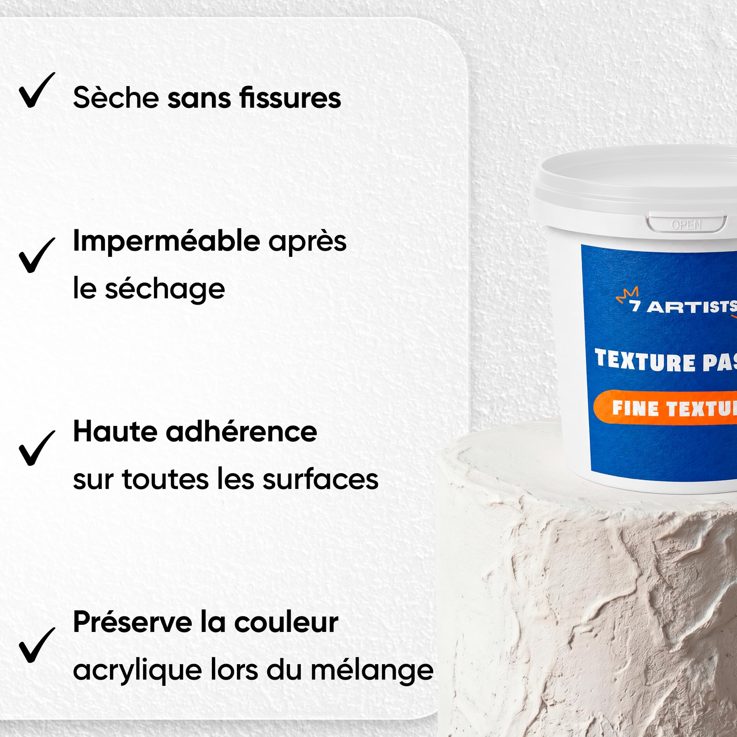 Texture Paste Acrylique 500 ml Fine – Modeling Paste Acrylique Blanc pour Toile | Pate Structure pour Peinture et Tableaux Texturés