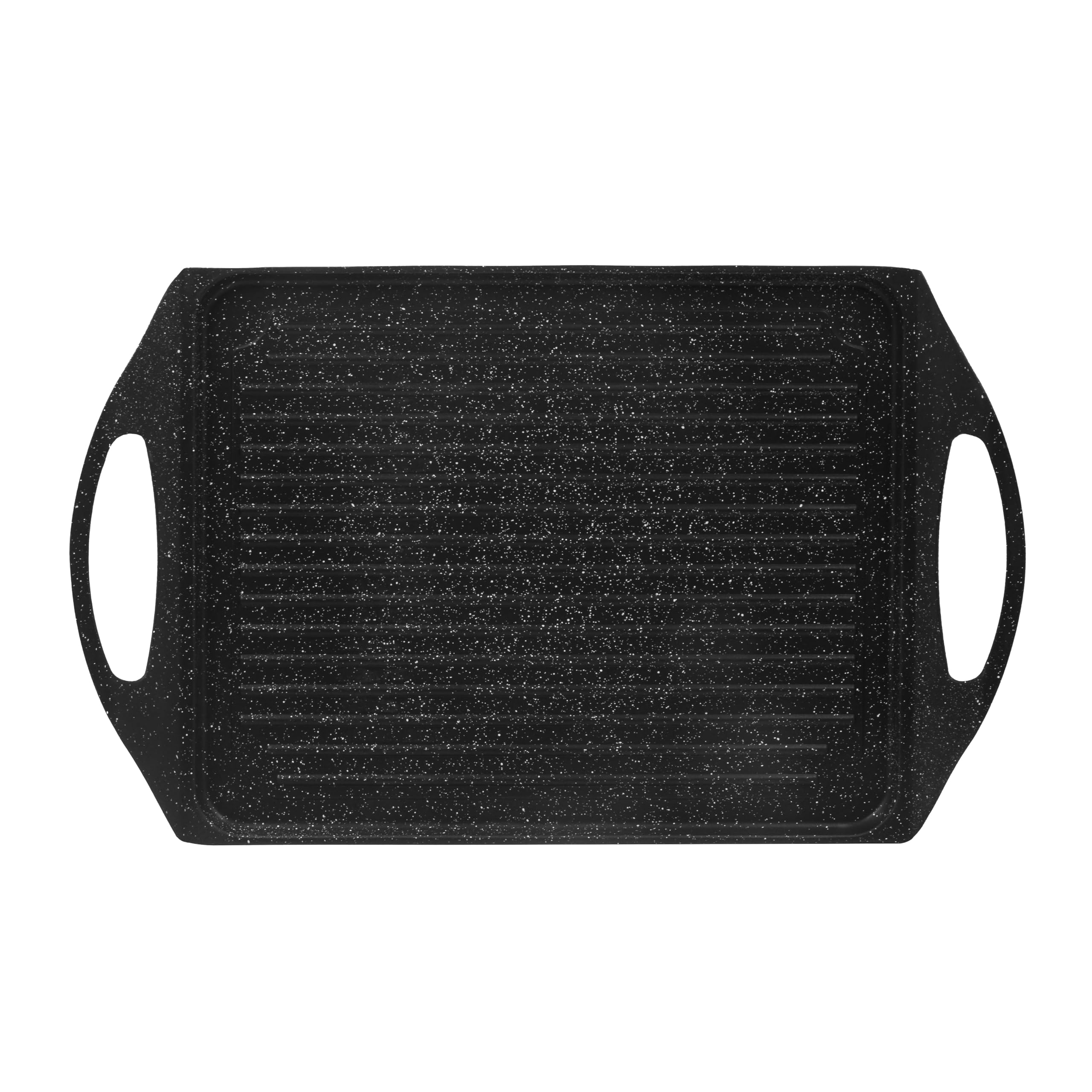 zanetti - Plaque BBQ 28 x 36 cm, poêle Grill, plaque à barbecue effet pierre, double prise, aluminium moulé sous pression, convient à induction