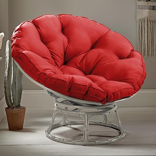 Papasan Silla con cojín y base giratoria de 360, silla Papasan Lounge Chair con cojín y marco resistente, silla grande con platillo, silla perezosa,
