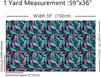 Vista 2 de jejeloiu The Yard, tela de tapicería con estampado de plumas de pájaro de ensueño para sillas, sofá, tela de lujo púrpura verde azulado