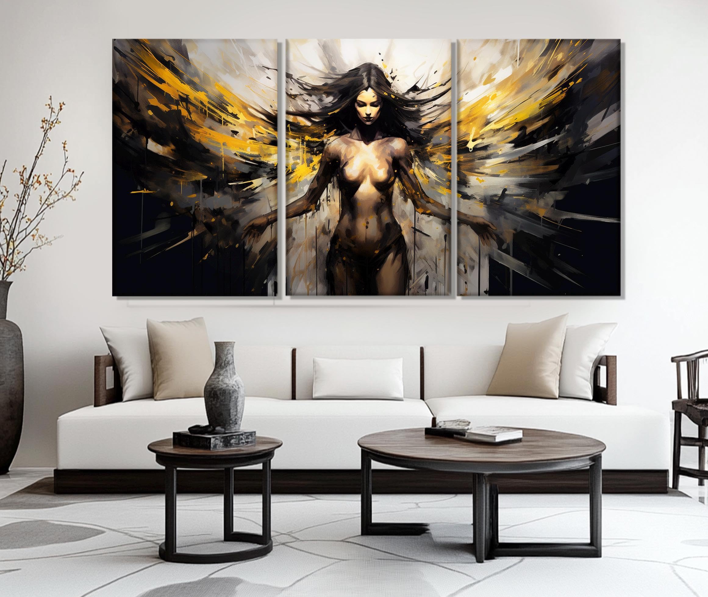 Affiche pour salon design gothique triptyque de peintures abstraites