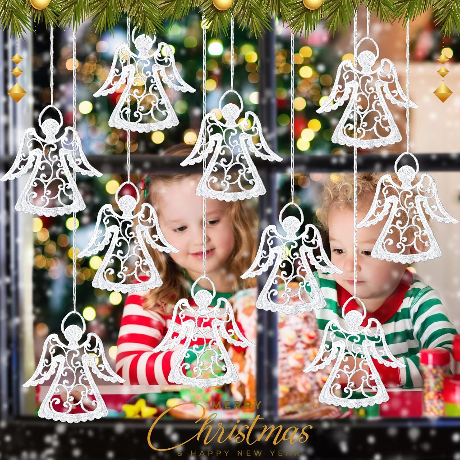 48 Pcs Crochet Angel Ornaments for Christmas Tree Christmas Crocheted Hanging Decor for Winter Decorations Xmas Home Office Wall Window Mantel Party Woven Gift, 6 Styles - Image 4