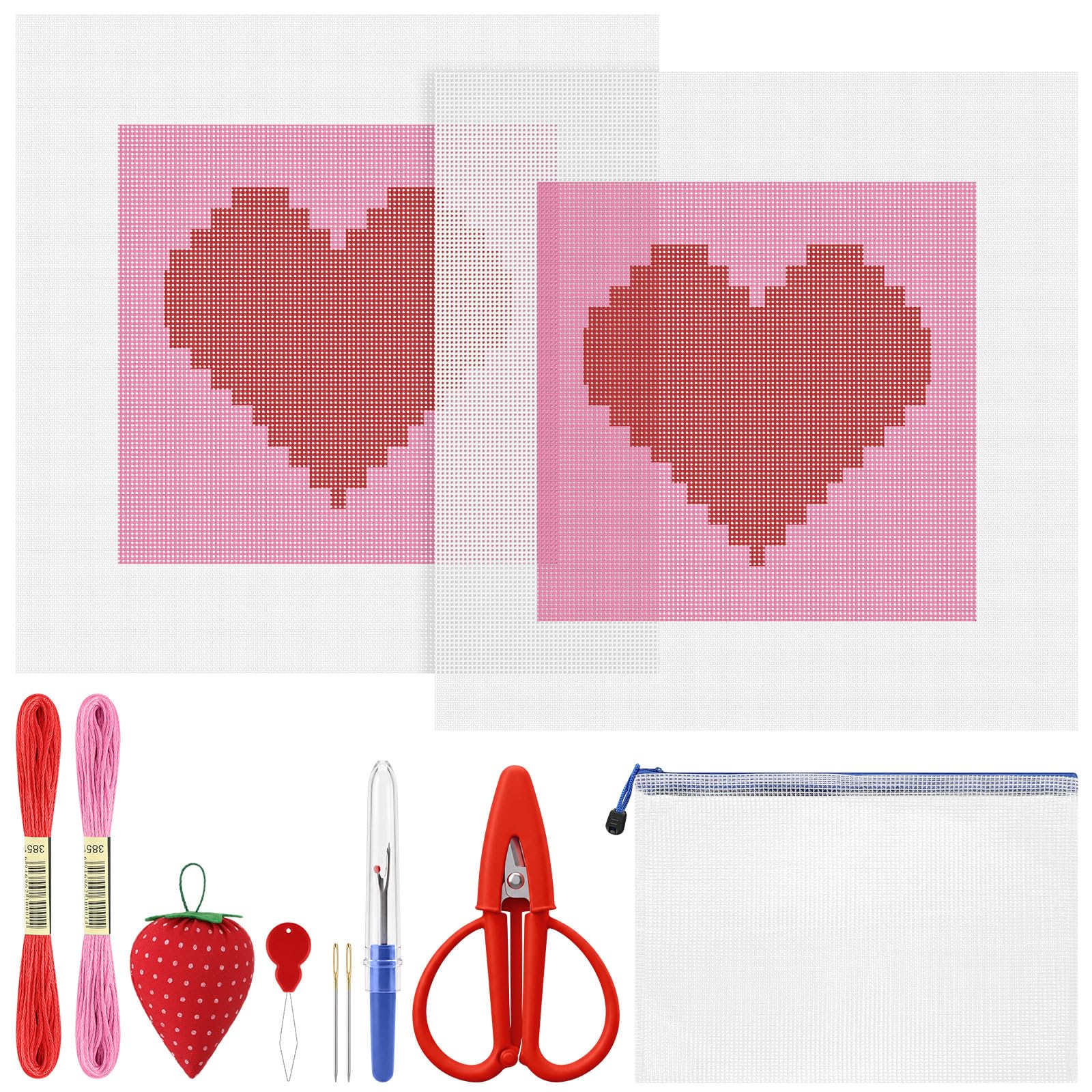 XunYee 21 Pcs Heart Needlepoint Kit for Beginners Adults Starters