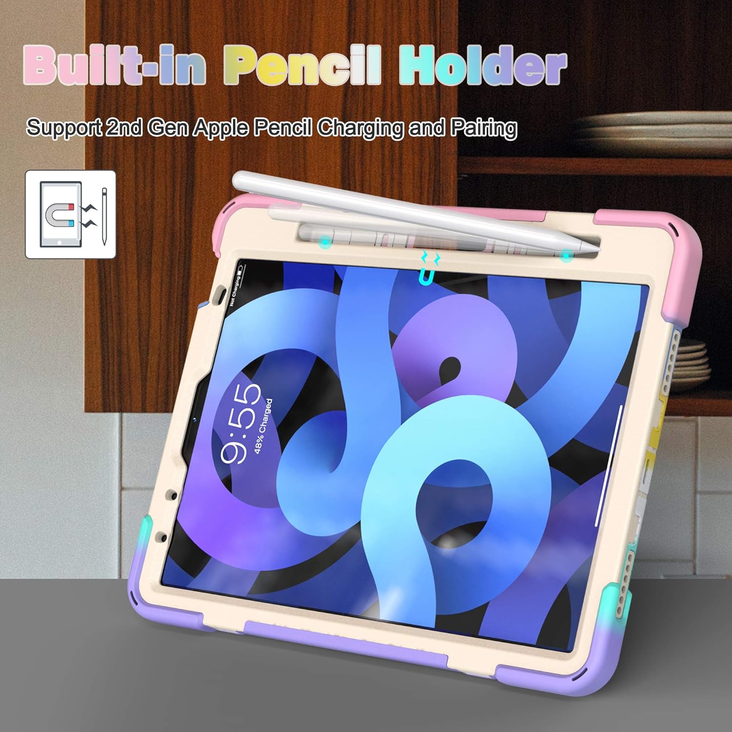 BATYUE iPad Air 5th/4th Generation Case 10.9 inch (2022/2020), iPad Pro 11" 4th/3rd/2nd/1st Gen Case (2022/2021/2020/2018), with Pencil Holder+Kickstand+Shoulder Strap