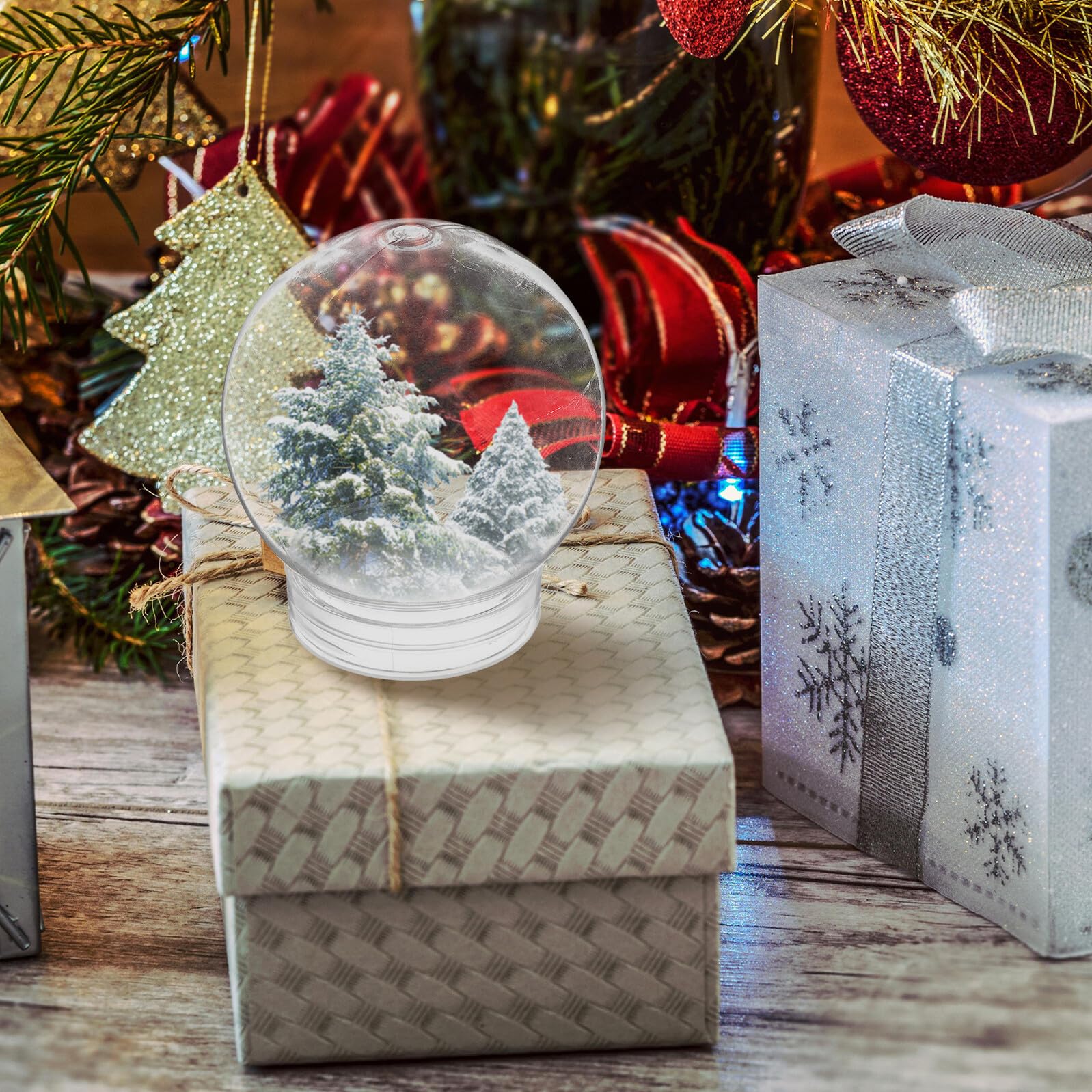 20piezas Bola de Nieve DIY Transparente de Globos de Agua de Plástico con Tapa de Rosca para Decoración de Fiesta de Navidad Manualidades para Adultos y Vacaciones de Invierno