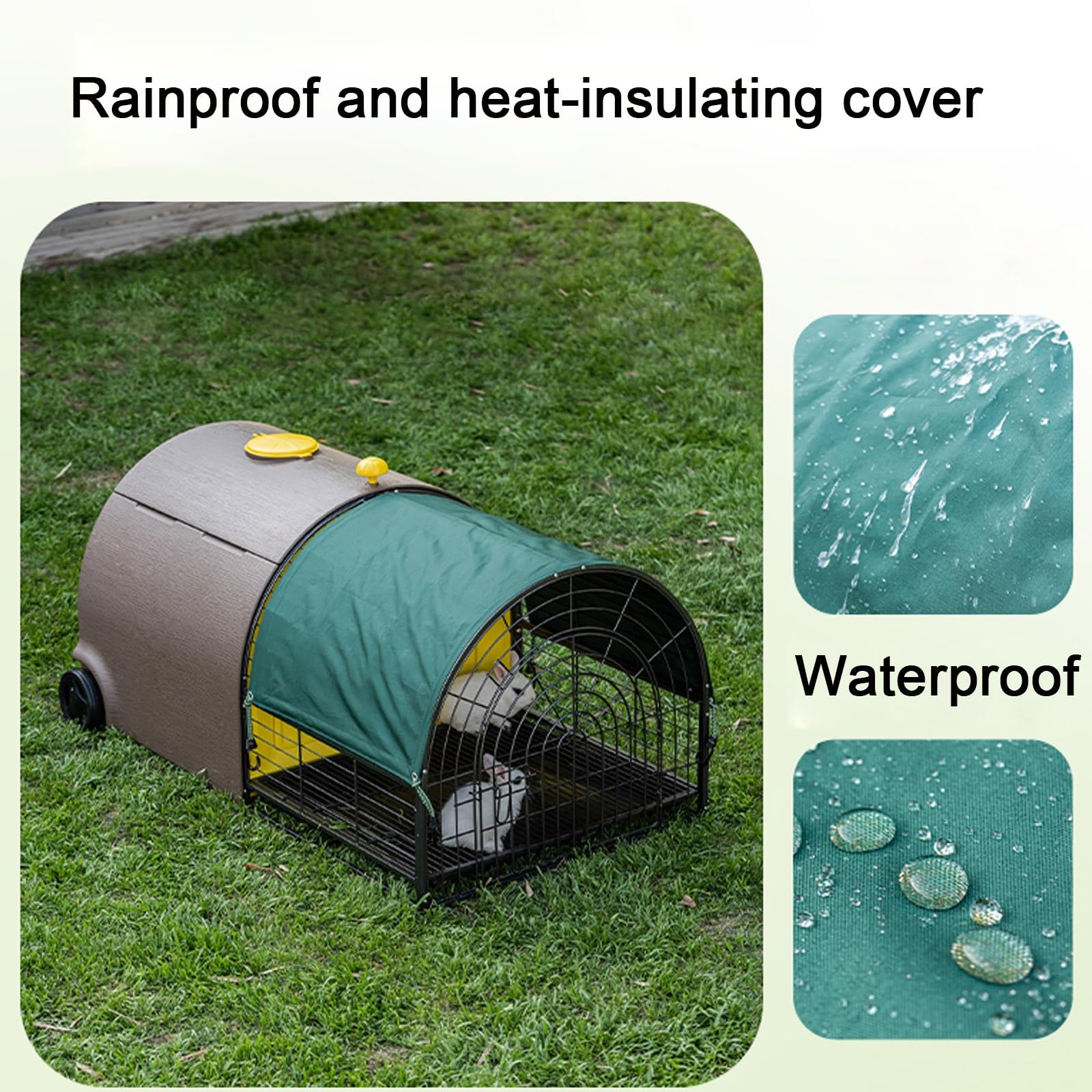 Recinto per Conigli da Esterno con Ruote, Porte Multiple, Facile da Pulire, con Copertura Protettiva Protezione Dalla Pioggia e dal Sole, per Piccoli Animali