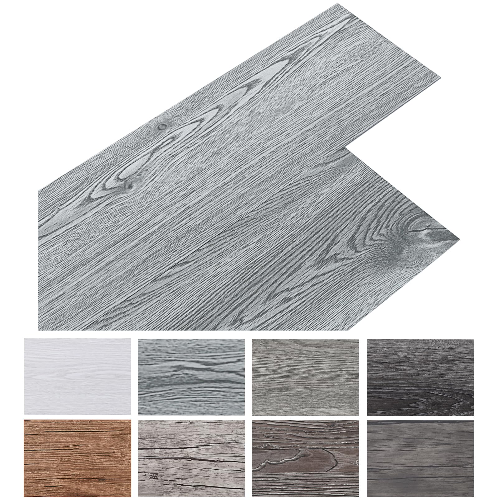 INMOZATA 5.02 m²/ 36 Tiles, PVC Flooring, Self-Adhesive Vinyl Flooring, PVC Laminate, 91.5 x 15.2 cm, Thickness 2 mm, Non-Slip, Waterproof, Cuttable (Grey)