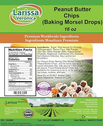 Peanut Butter Chips (Baking Morsel Drops) (16 oz, ZIN: 524680)