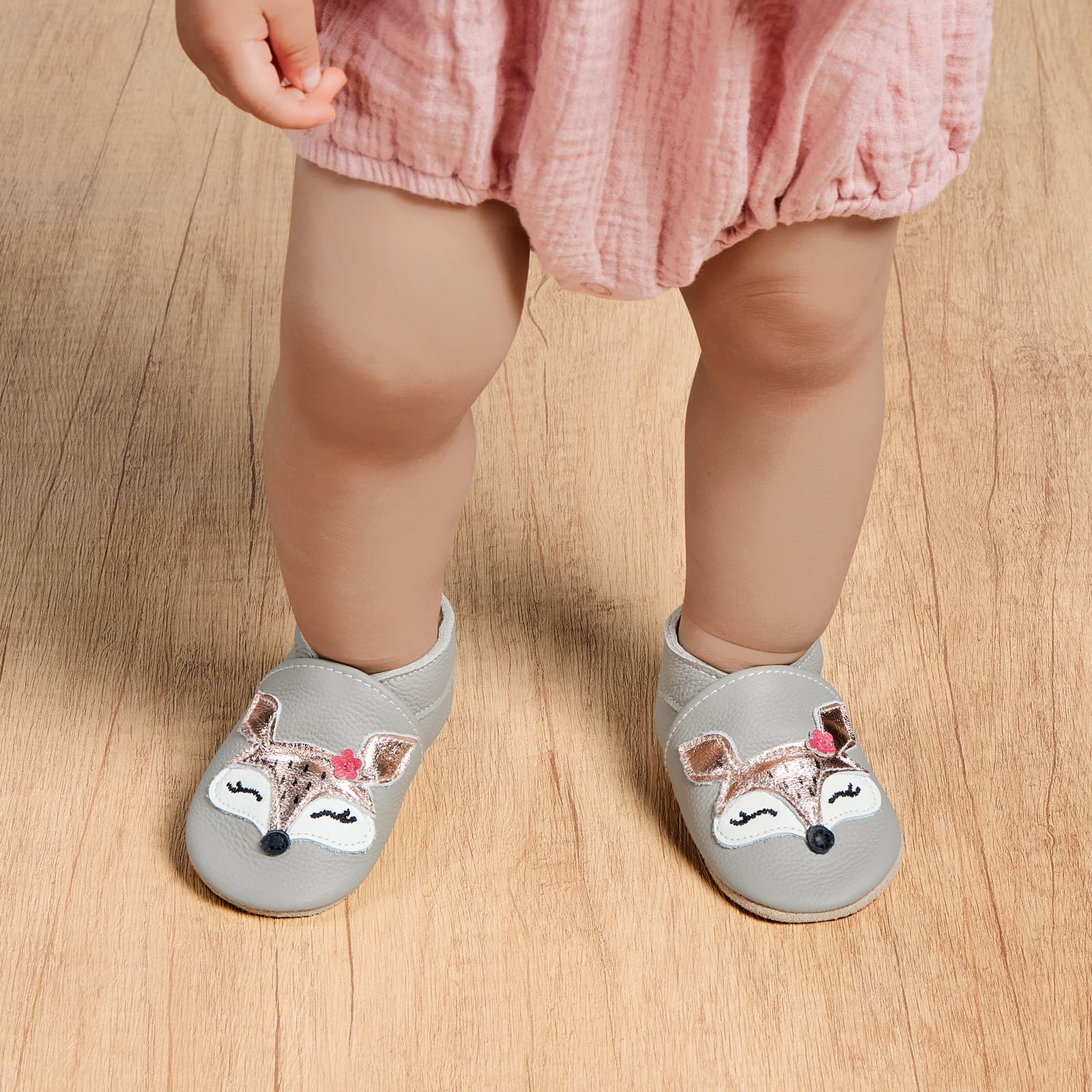 IceUnicorn Krabbelschuhe Baby Lauflernschuhe Jungen Mädchen Weicher Leder Babyhausschuhe Kleinkind Rutschfeste Lederschuhe Baby