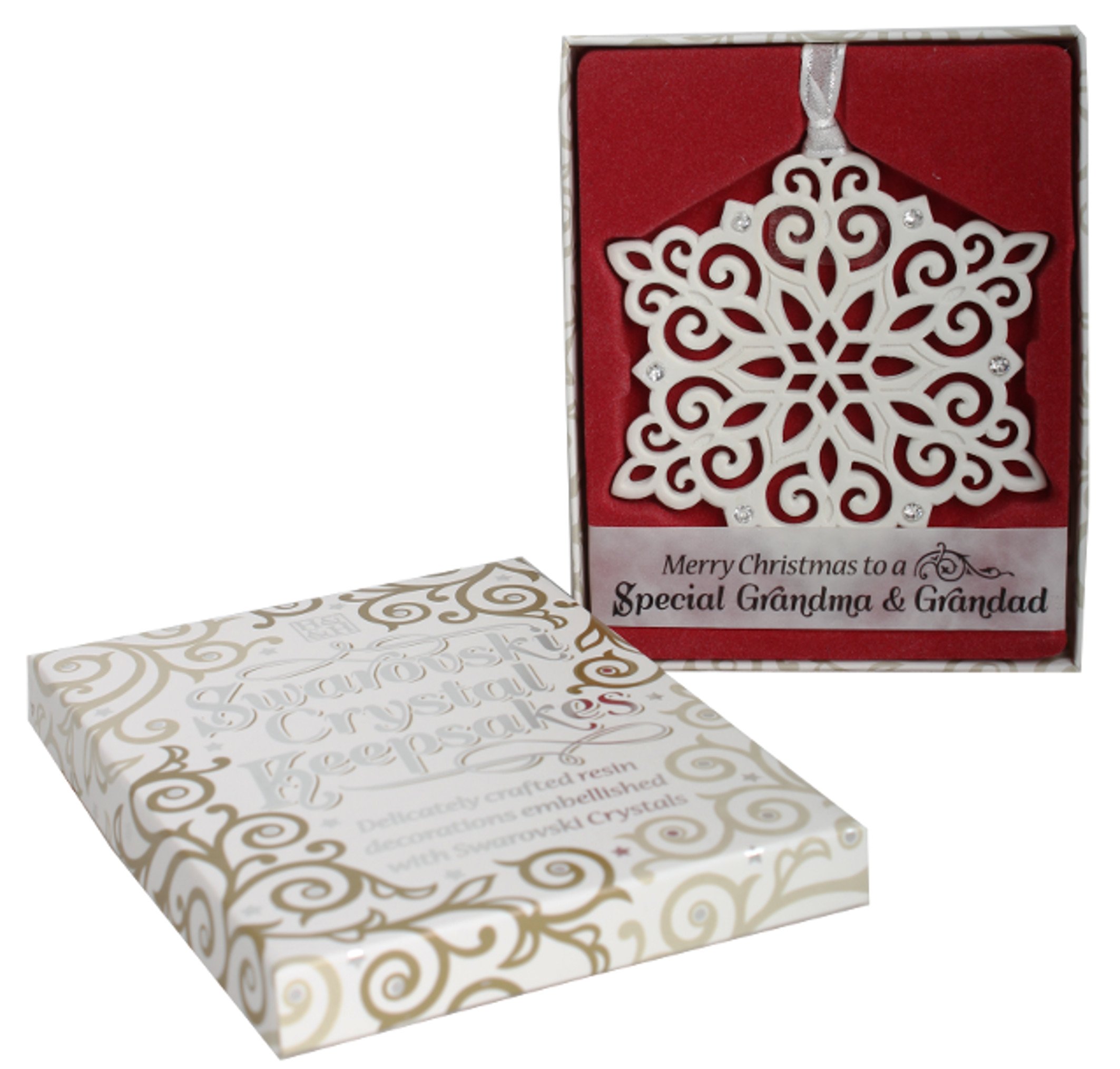 H&H Clear/Colorless Crystal Keepsake - Christmas Tree Decoration - Festive Plaque - Special Grandma & Grandad