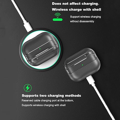 Miniatura 3 de Funda de fibra de carbono para AirPods Pro 2, carcasa suave, a prueba de golpes, funda protectora para AirPod Pro Gen 2 2022 con llavero