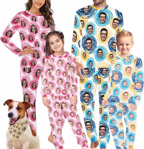 M YESCUSTOM Custom Pajama Sets for Women Men Personalized Matching Face Pajama P