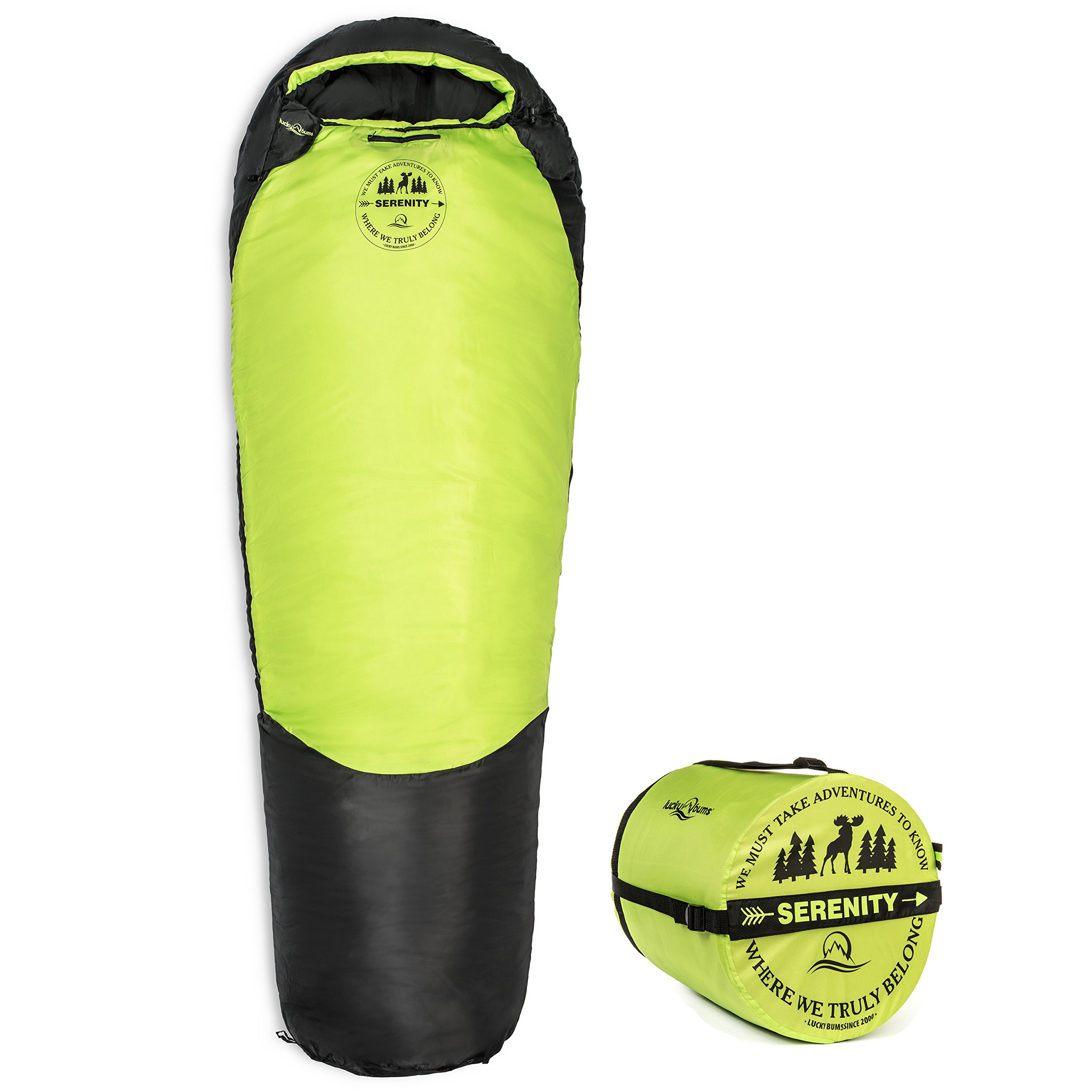 Lucky Bums Youth Serenity II 25F/-4C Temperature Rated Mummy Style Sleeping Bag, Compressing Carry Bag Included