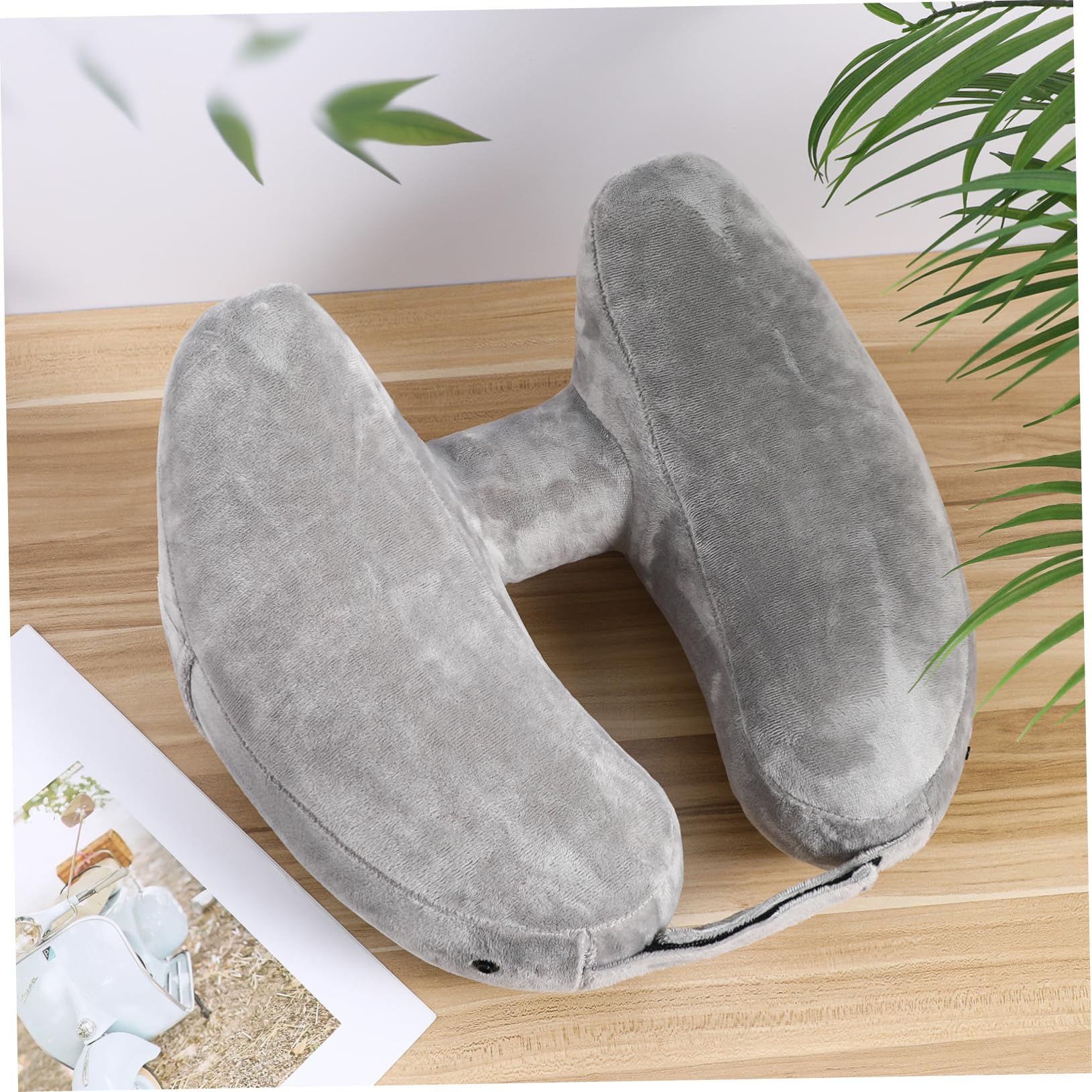 Gatuida Almohada de Viaje Cuello Inflable con Capucha para Soporte Cervical Coche o Avión Almohada de Viaje Inflable Cómoda