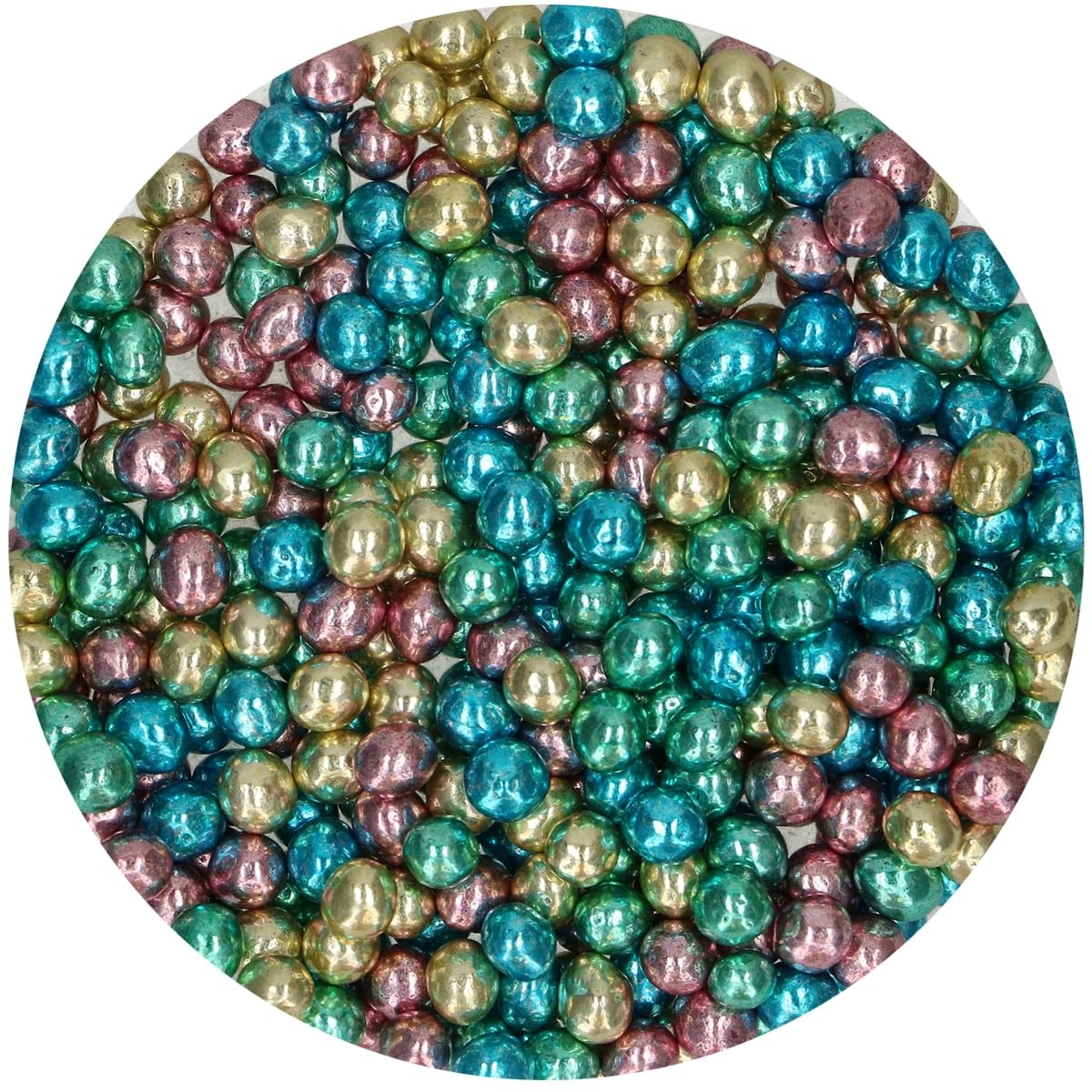 FunCakes Crispy Choco Pearls - Metallic Harlequin - Decoraciones de Chocolate, Perfecto para Decorar Tartas, Magdalenas, Bizcochos y Pasteles - Decoración de Tartas, Pastelería - 60 g