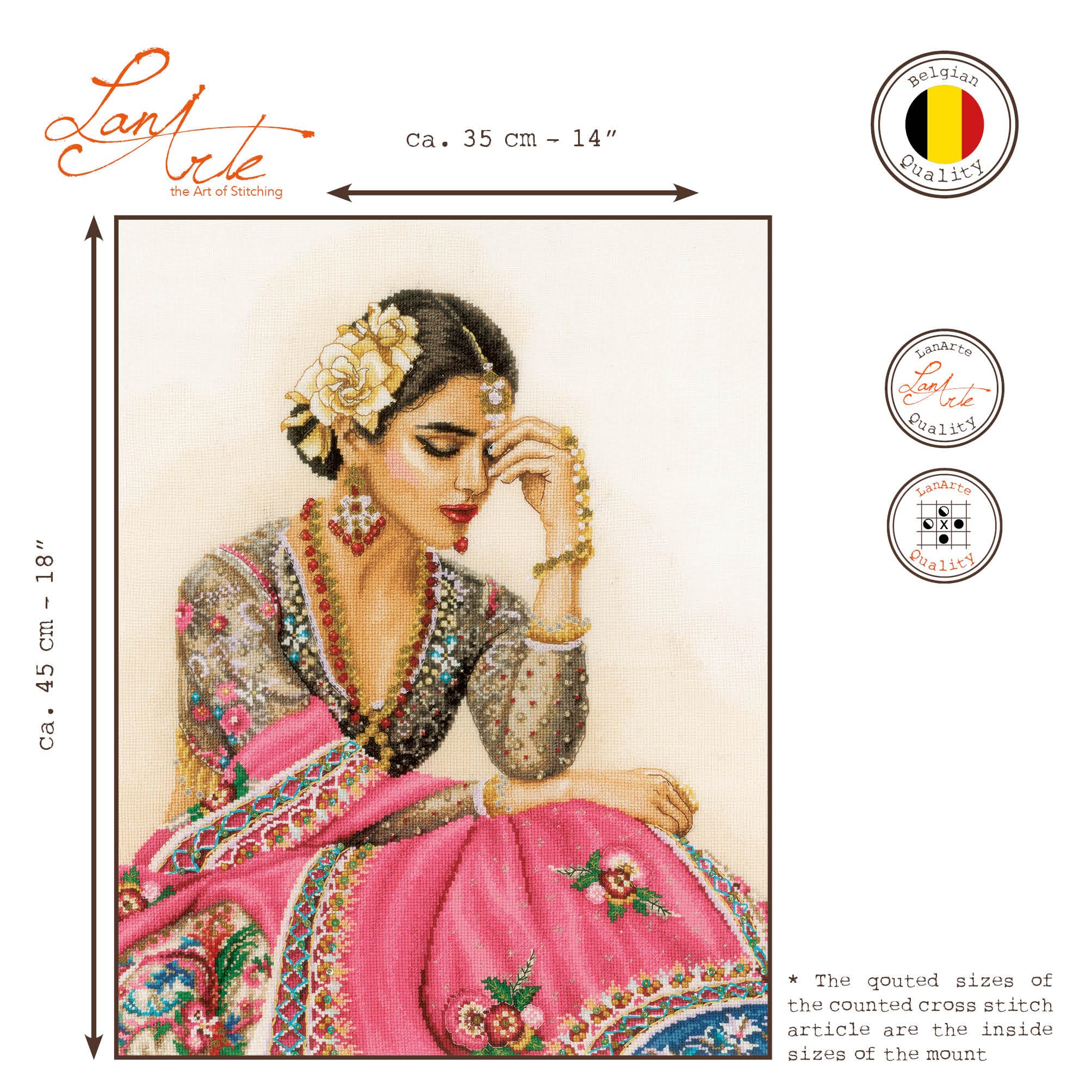 LANARTE Kit Punto Croce Contato REMINISCENZA TRADIZIONALE Decorativi Per Pareti ca. 35 x 45 cm Set Fai Da Te Creativo Adulti Ricamo Casa Decor Arte Da Parete Kit Per Hobby Cross Stitch