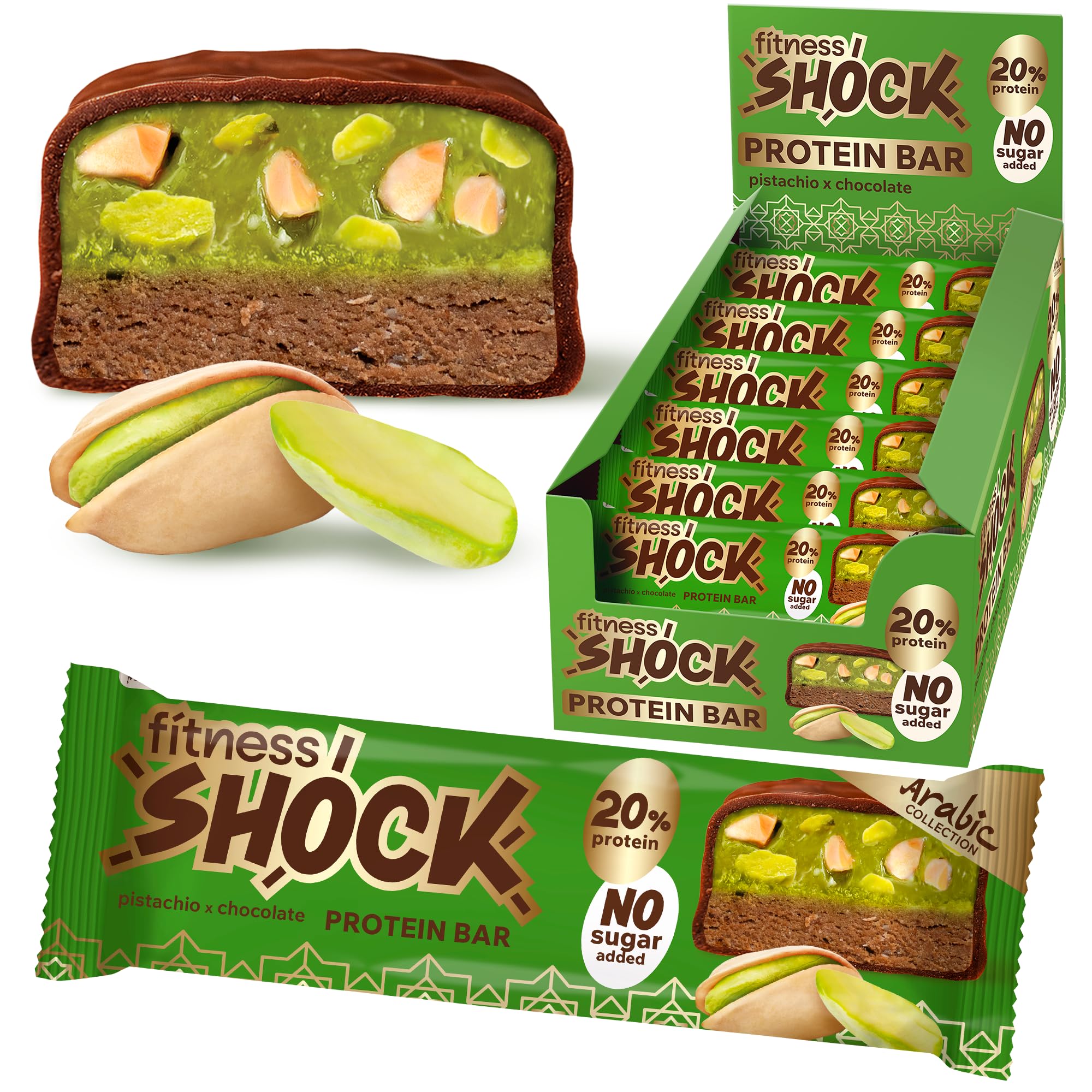Fitnesshock Proteinriegel 12-er Pack in dunkler Schokolade mit hohem 10g Proteingehalt und low carb (5g) Fitness Eiweissriegel ohne Zuckerzusatz, ohne Mehl und Palmöl, ballaststoffreich, 12x50g