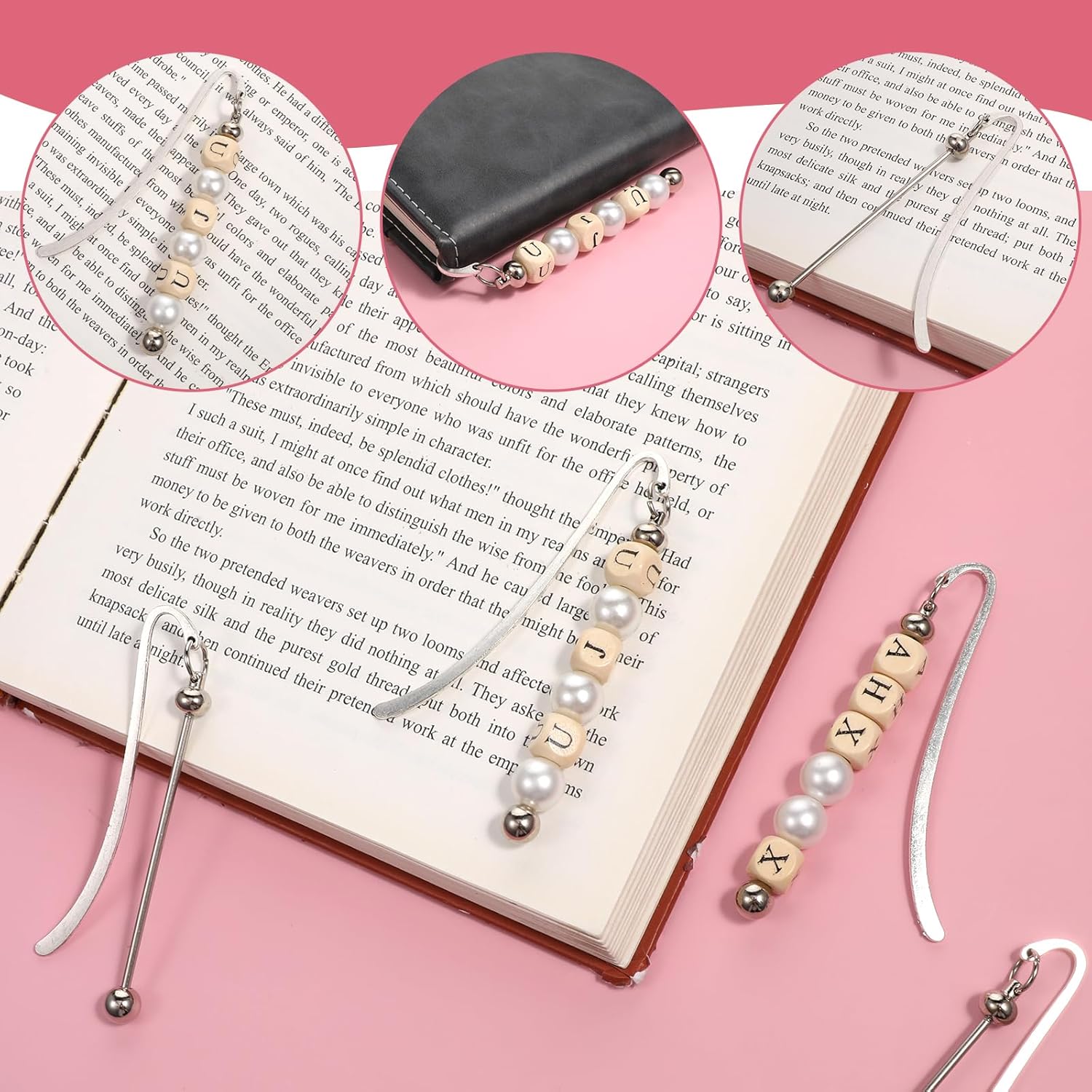 8 PCS Beadable Bookmarks, Metal Bookmarks Making Kit DIY Blank Bar Bookmark Beaded Craft Jewelry Pendant Charm Gift Silver Beading Bookmark for Book Lovers Student Teacher Office Supplies - Image 3