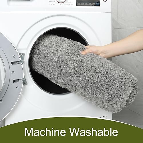 Miniatura 6 de AROGAN Tapete de baño de 24 x 60 pulgadas de largo, lujoso, grueso, suave y absorbente, de microfibra antideslizante, respaldo de goma, alfombras de