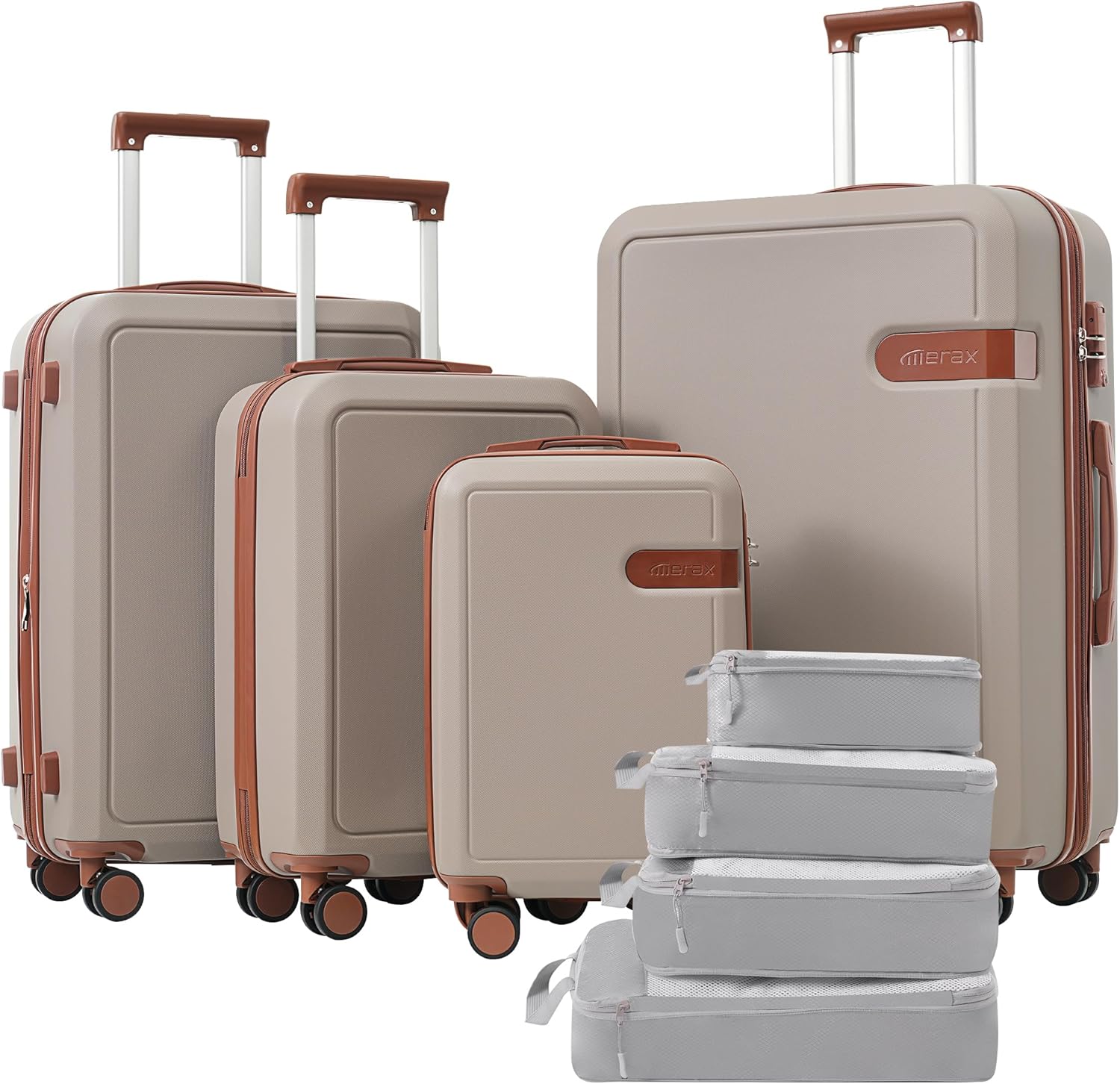 Merax 4-Piece Luggage Set with Compression Cubes