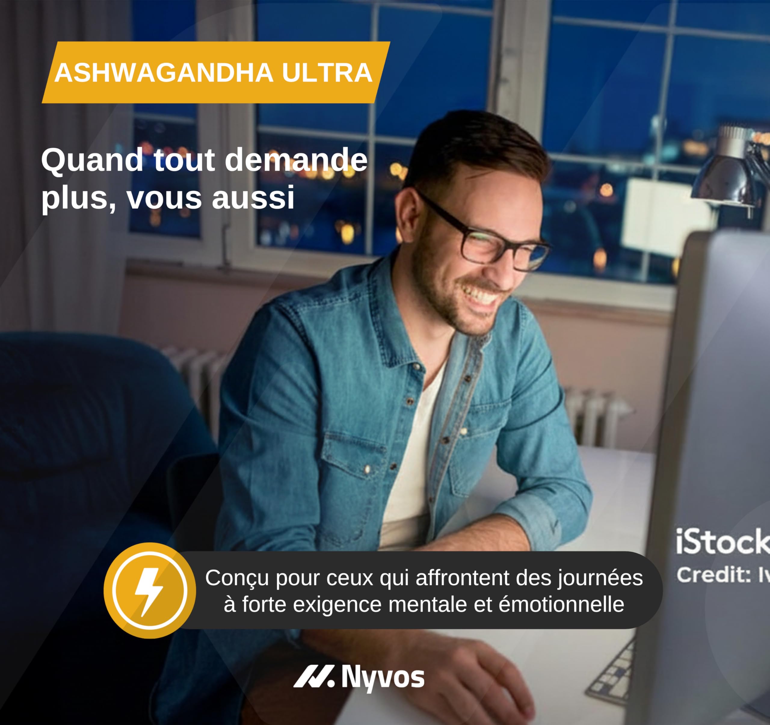 Ashwagandha Shoden Ultra® 35% de Withanolides – 15 000 mg équivalent | 7x plus concentré que l’Ashwagandha KSM-66 | Soutien à la concentration, au sommeil profond et à l’énergie | 120 gélules – Nyvos