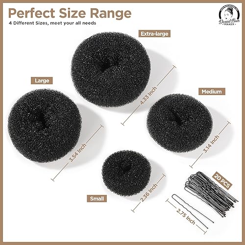 Miniatura 2 de Teenitor Coletero tipo Dona, Creador de Moño, Negro (Extragrande, Grande, Mediano y Pequeño)