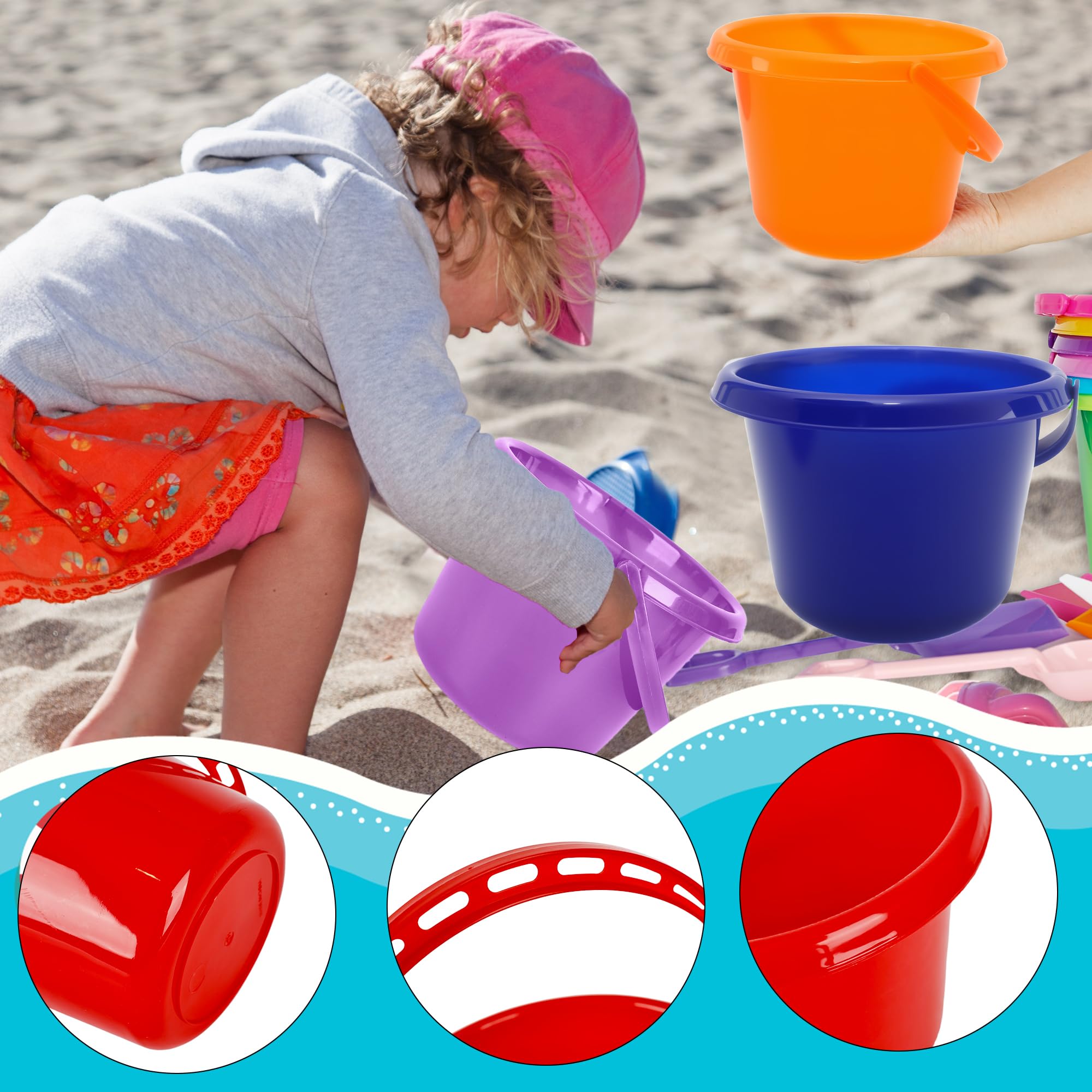 36-teiliges 19,1 cm Strandeimer und Schaufel-Set, 18 Kunststoff-Strandeimer, inklusive 18 Sandschaufeln, Sandeimer, Großpackung für Sommer, Meer, Pool, Party, 9 Farben