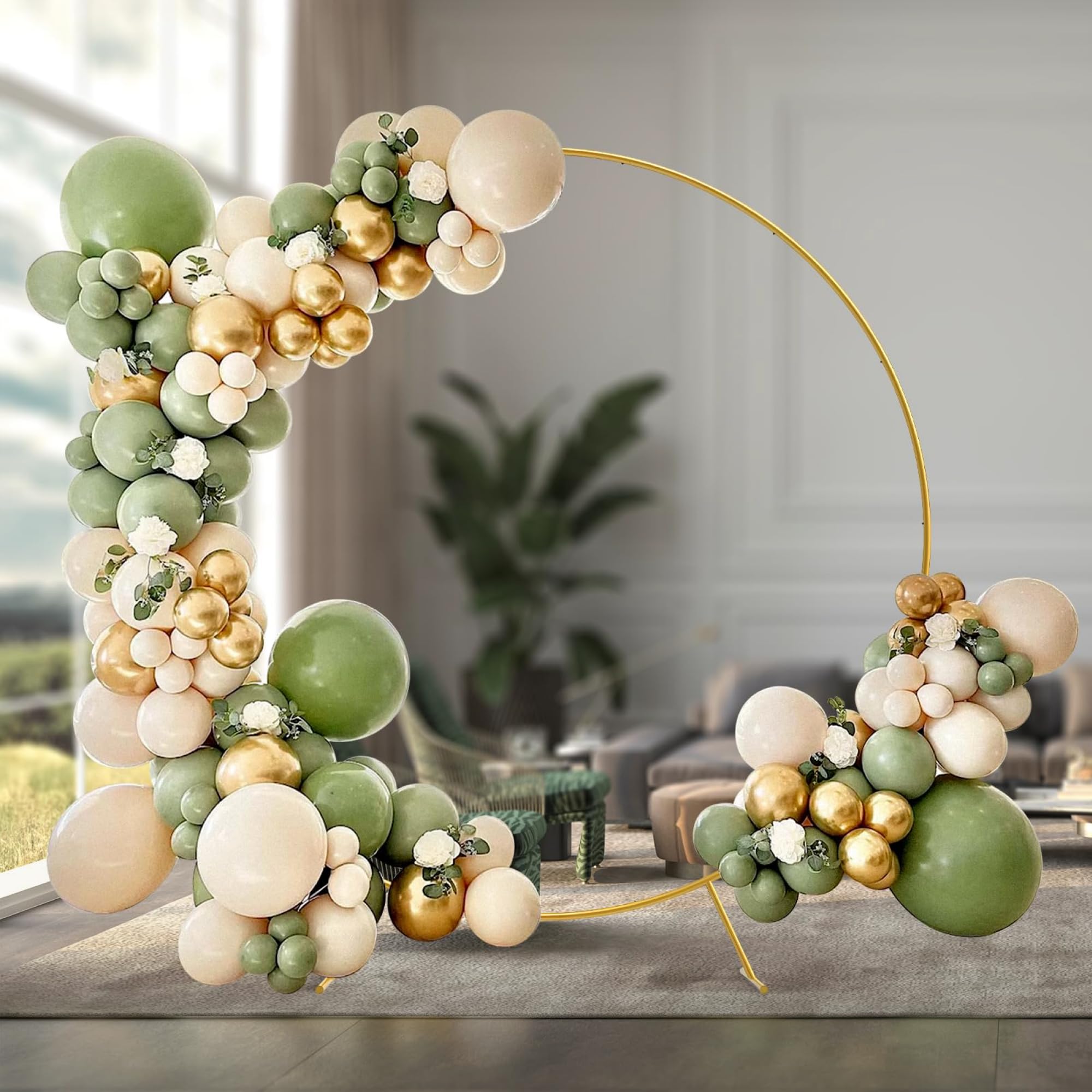 DQHKOW 6.6Ft Round Backdrop Stand Circle Balloon Arch Frame Kit for Circle Wedding Arch Flower Ring Stand Party Background Decoration