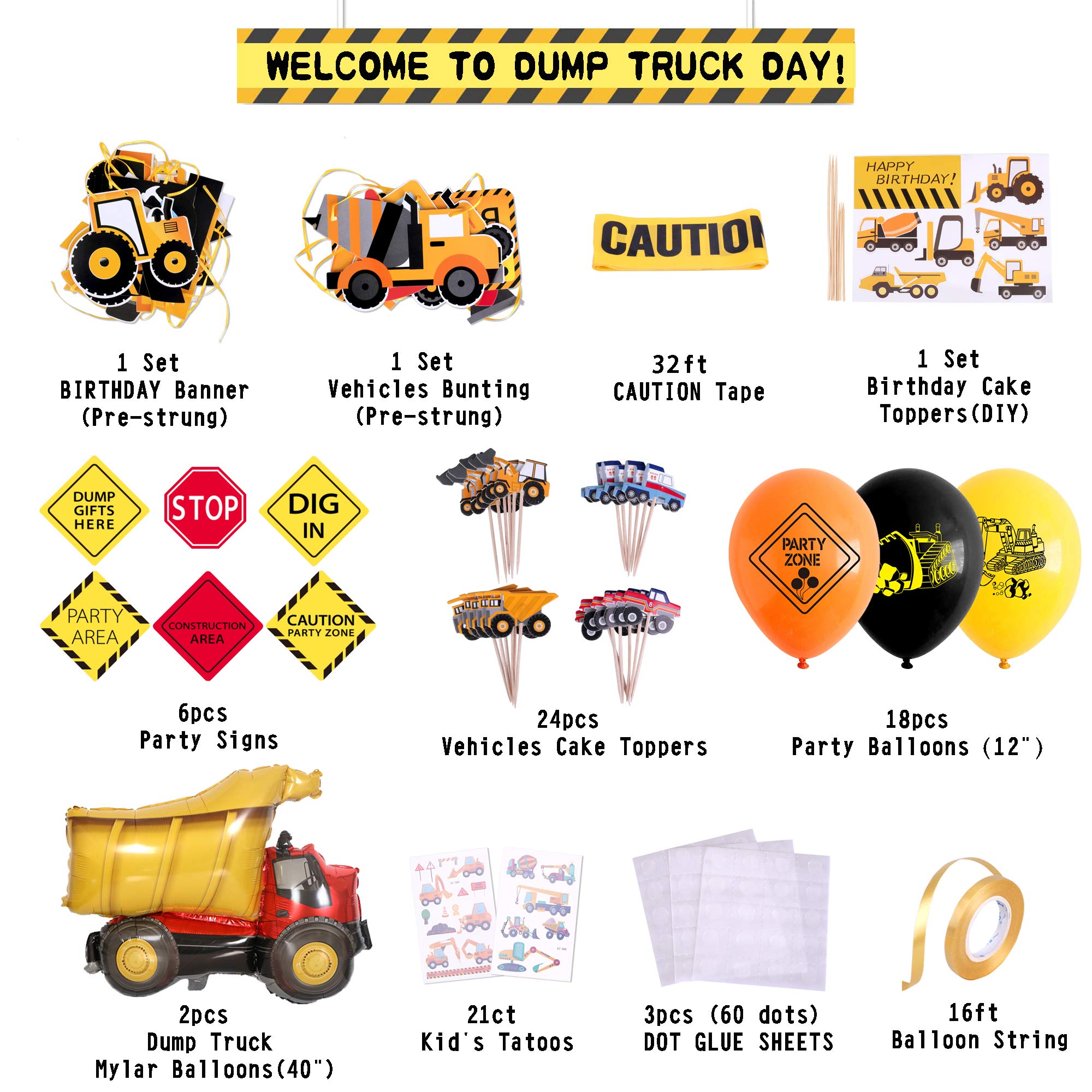 Construction Birthday Party Supplies Decorations Kit for Boys Dump