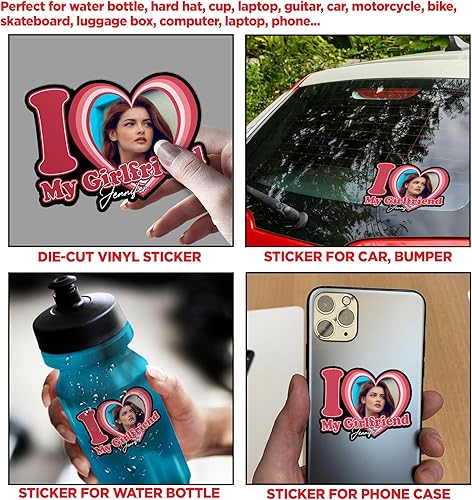 Miniatura 2 de Calcomanía con texto en inglés "I Heart My Girl", calcomanías personalizadas con nombre de foto, regalos de San Valentín, calcomanías de vinilo