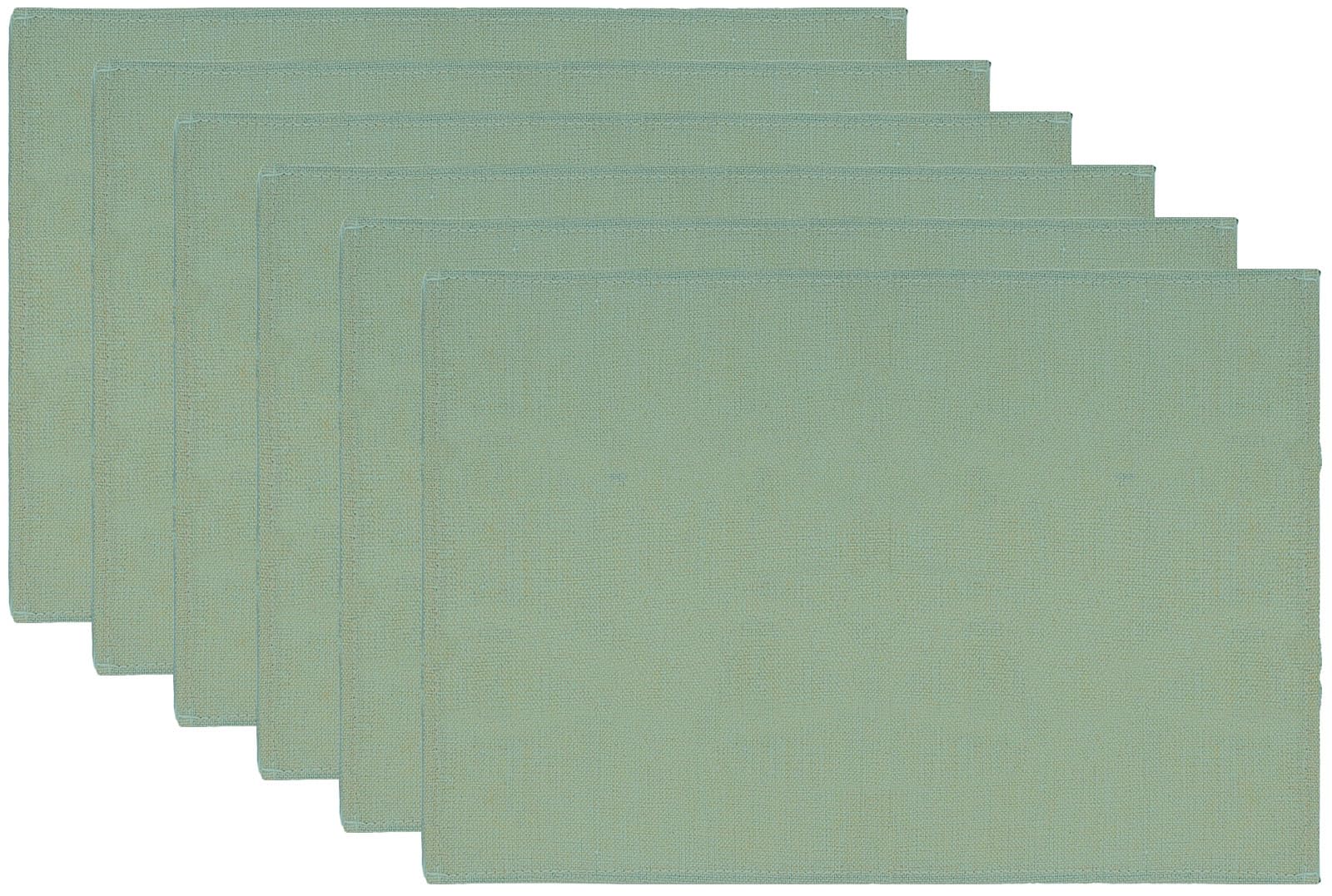 6Pcs Sage Green Placemats Heat Resistant Waterproof Linen Single-Sided Print Table Place Mats Decorative Dinner Mats for Home Kitchen Wedding Banquet Party Dining Table Decor
