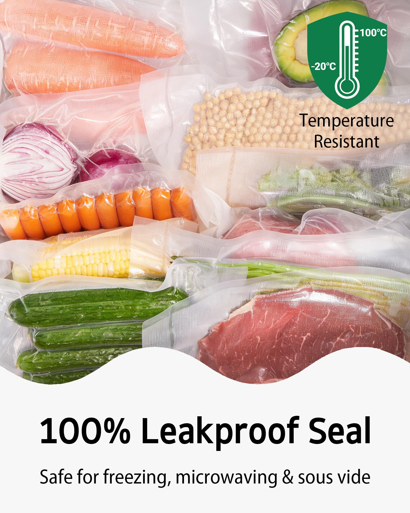 Syntus Sacs d'emballage sous vide, 755 litres, 27,9 x 40,6 cm, sacs prédécoupés de qualité commerciale, sacs sous vide alimentaires pour le stockage, la préparation des repas ou sous vide