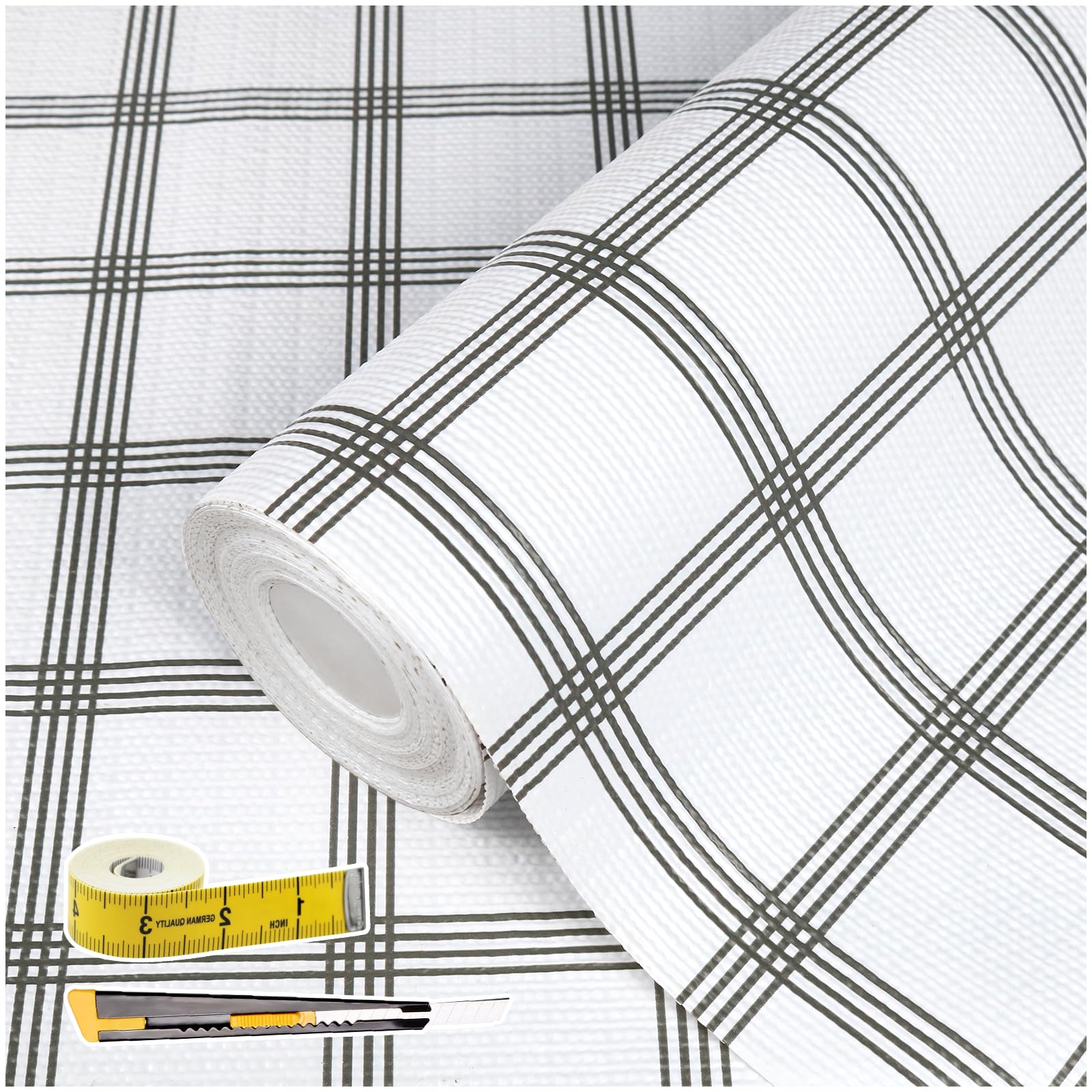 Revêtement d'étagère de cuisine blanc en PVC double couche non adhésif pour tiroir