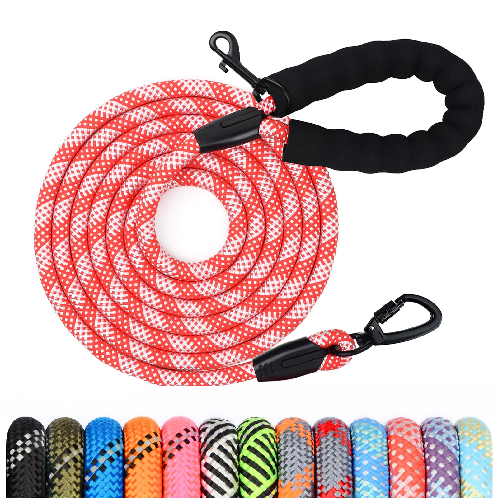 Guinzaglio per Cani, 1.2M 1.5M 2M 3M 5M 10M 20M 30M Lungo Nylon Guinzaglio Cani Resistente Leggero con Comoda Impugnatura, Riflettente Lunghina Cane, Adatto per Cuccioli, Piccoli, Medi e Grandi