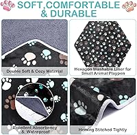 Vista 3 de Preboun 4 piezas de 47 pulgadas, tapete hexagonal impermeable para corralito de indias, tapete reutilizable para corralito de perros pequeños, jaula