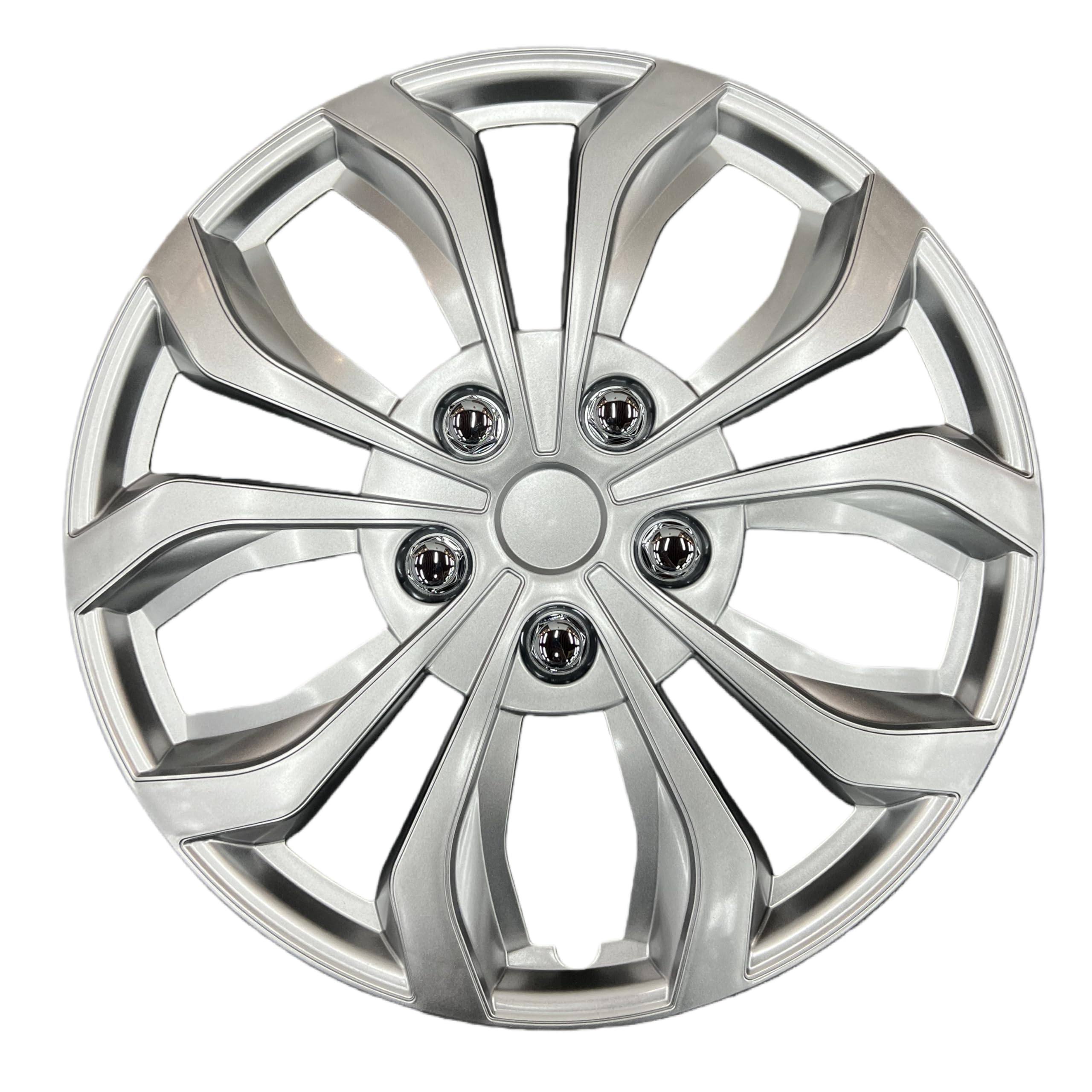 Gloss Silver 17-inch Universal Wheel Covers Hubcaps for Rims - Set of 4 | Snap-on Design Fits Sedans, SUV, Truck, Van 2000-2026 | Steel Wheels Only | 90 Sec Install No Tools