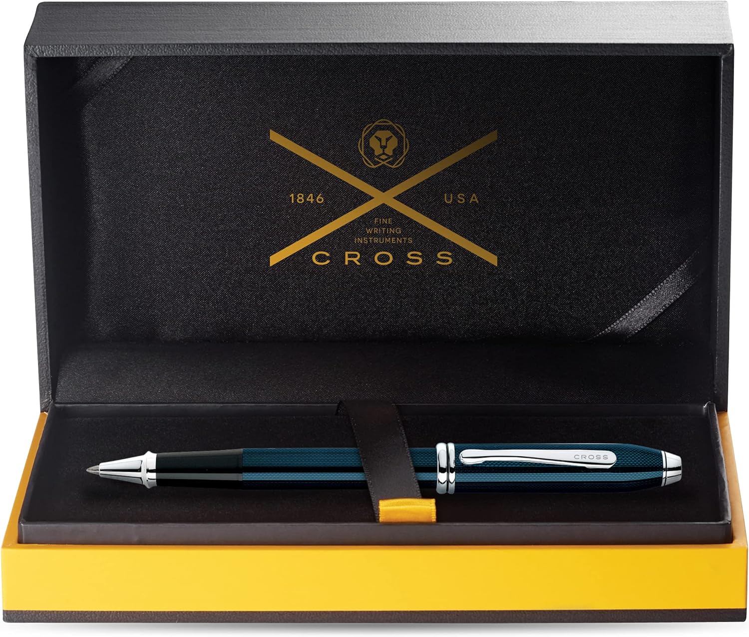 Cross Townsend Quartz Refillable Rollerball Pen, Rhodium-Plated Appointments, Includes Luxury Gift Box - Blue Lacquer